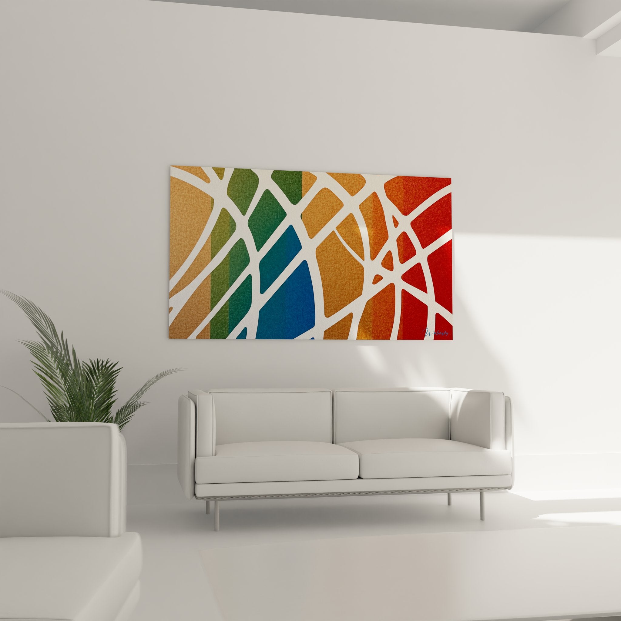 Nahaufnahme Details farbiger geometrischer Muster Wandgemälde moderner abstrakter Kunst