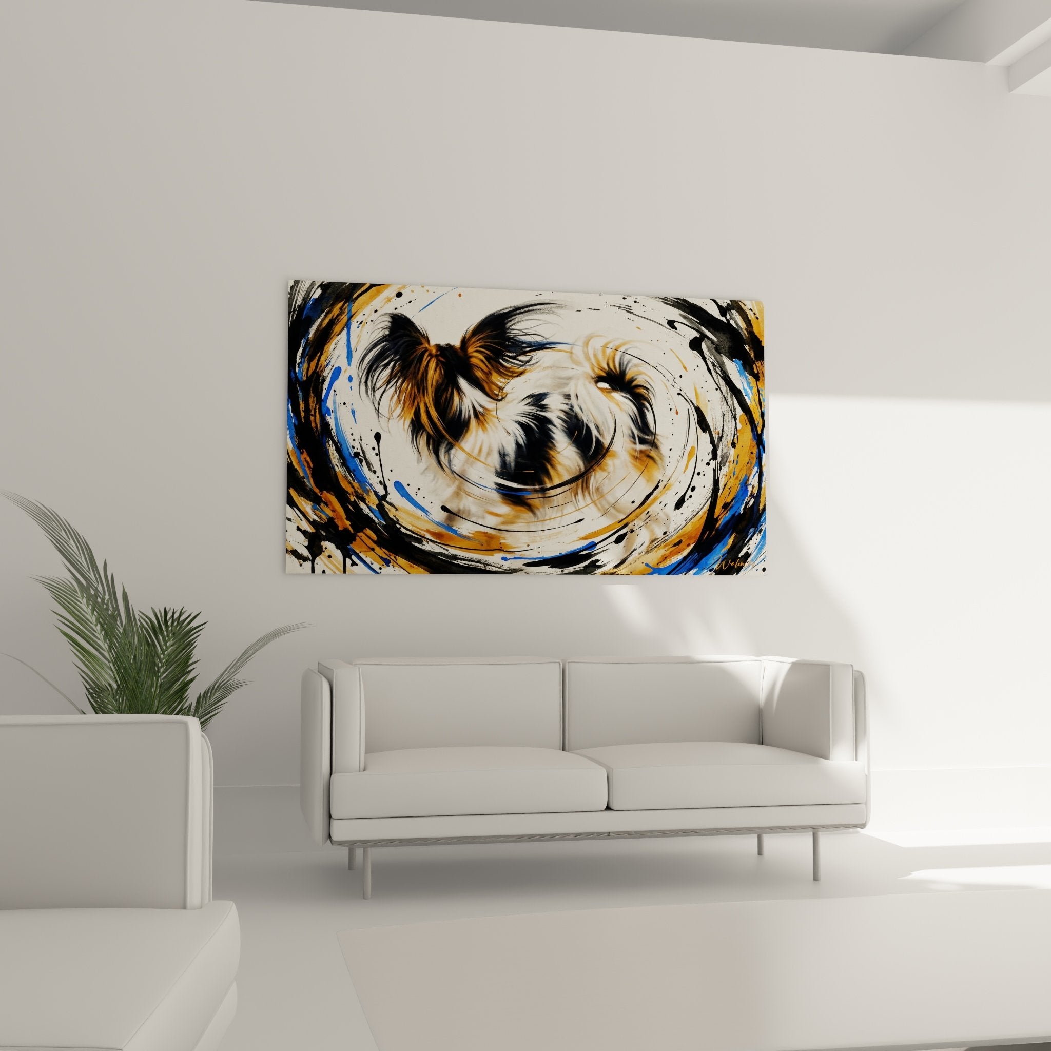 detailaufnahme abstrakte malerei textur pinselstriche orange kupfer hundeohren zeitgenössische kunst