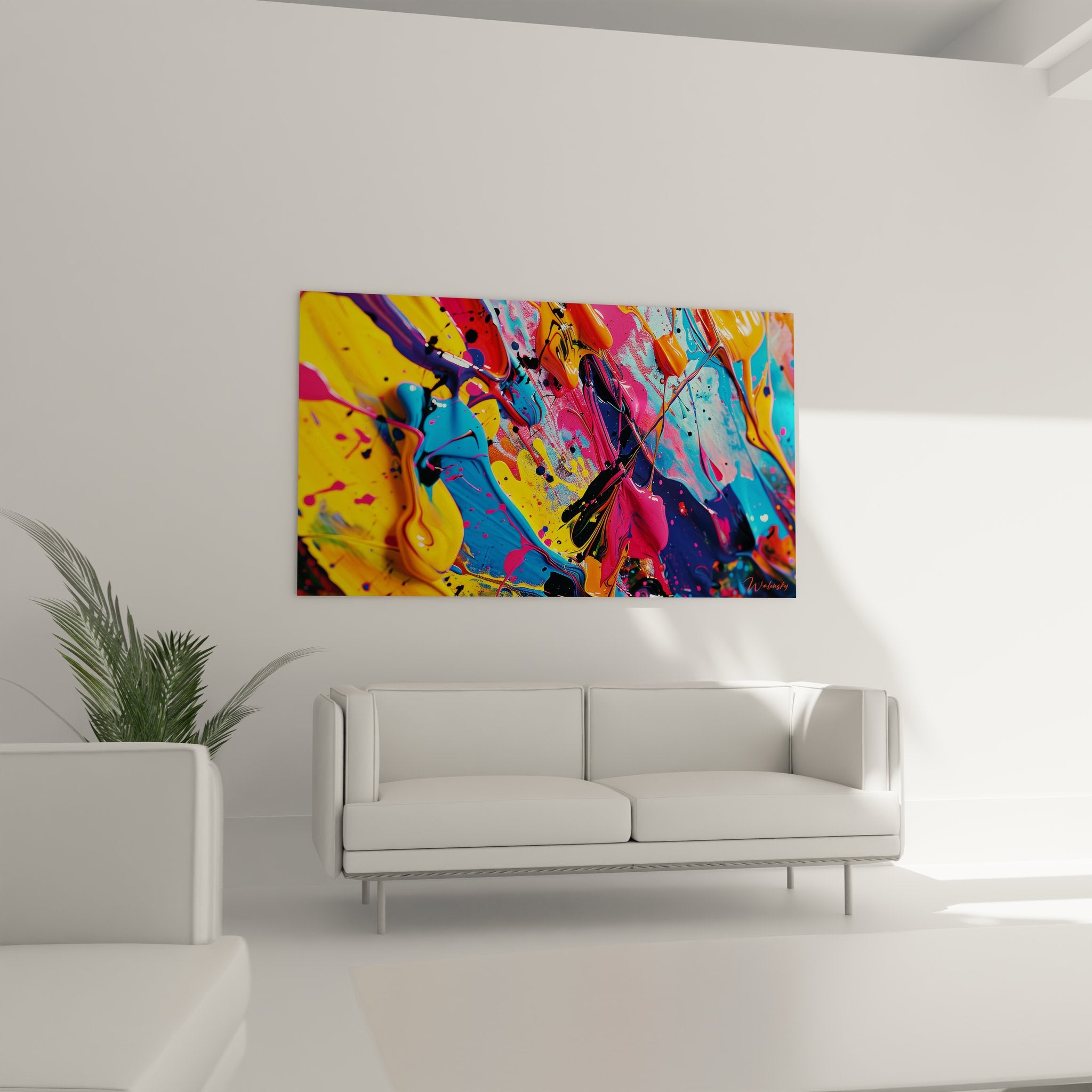 Gros plan détail peinture abstraite explosion couleurs texture gestuelle moderne