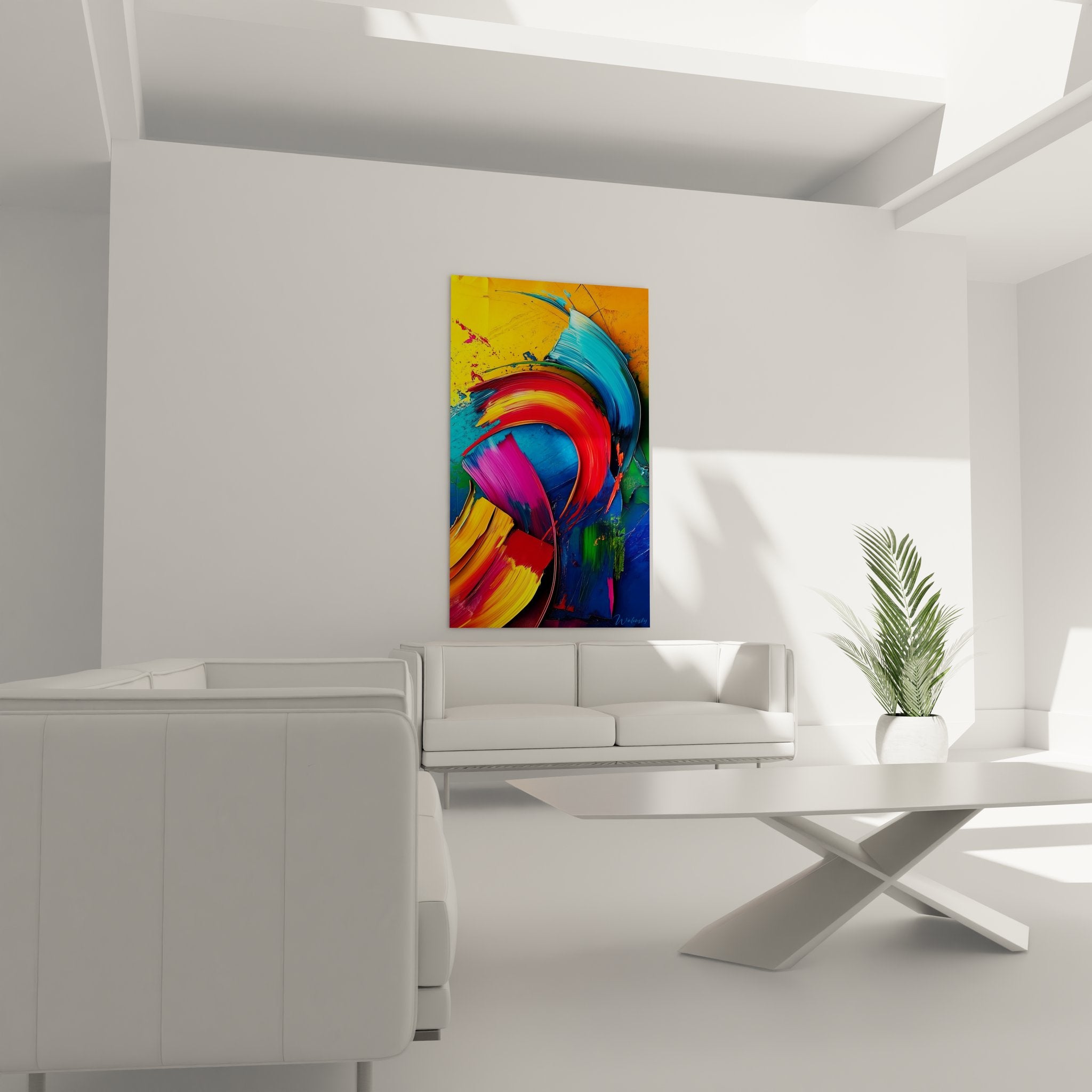 Gros plan détail peinture abstraite tourbillon couleurs vives brushstrokes expressifs texture