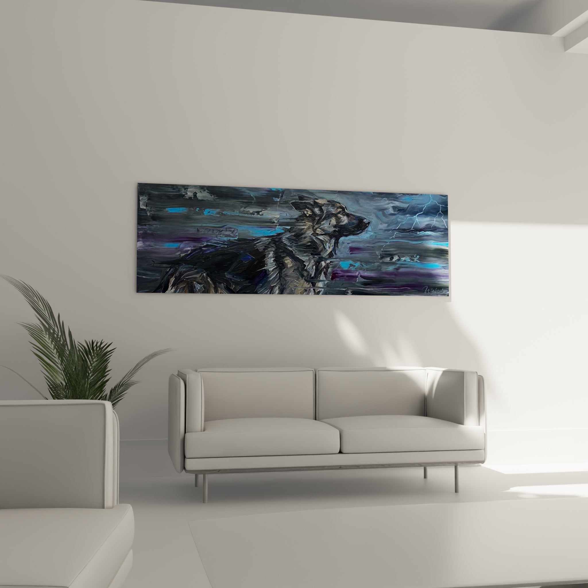 detail tableau berger allemand peinture expressionniste coups pinceau dynamiques