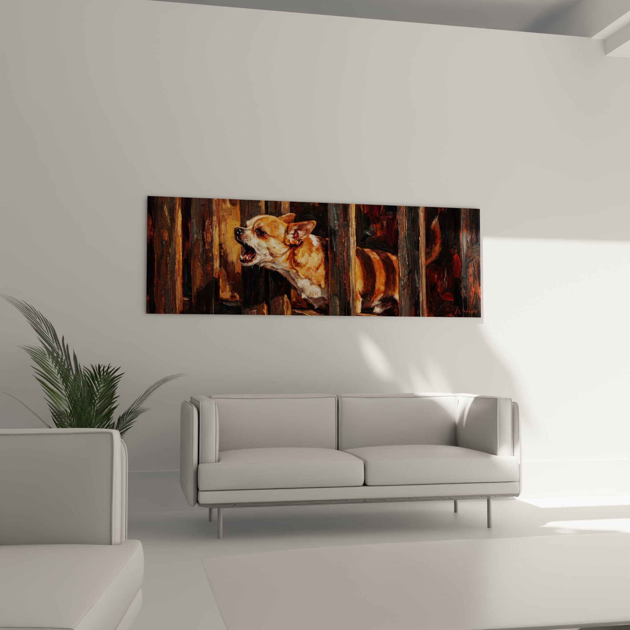 Detail pinceau peinture chihuahua regard expressif pelage orange texture empattements