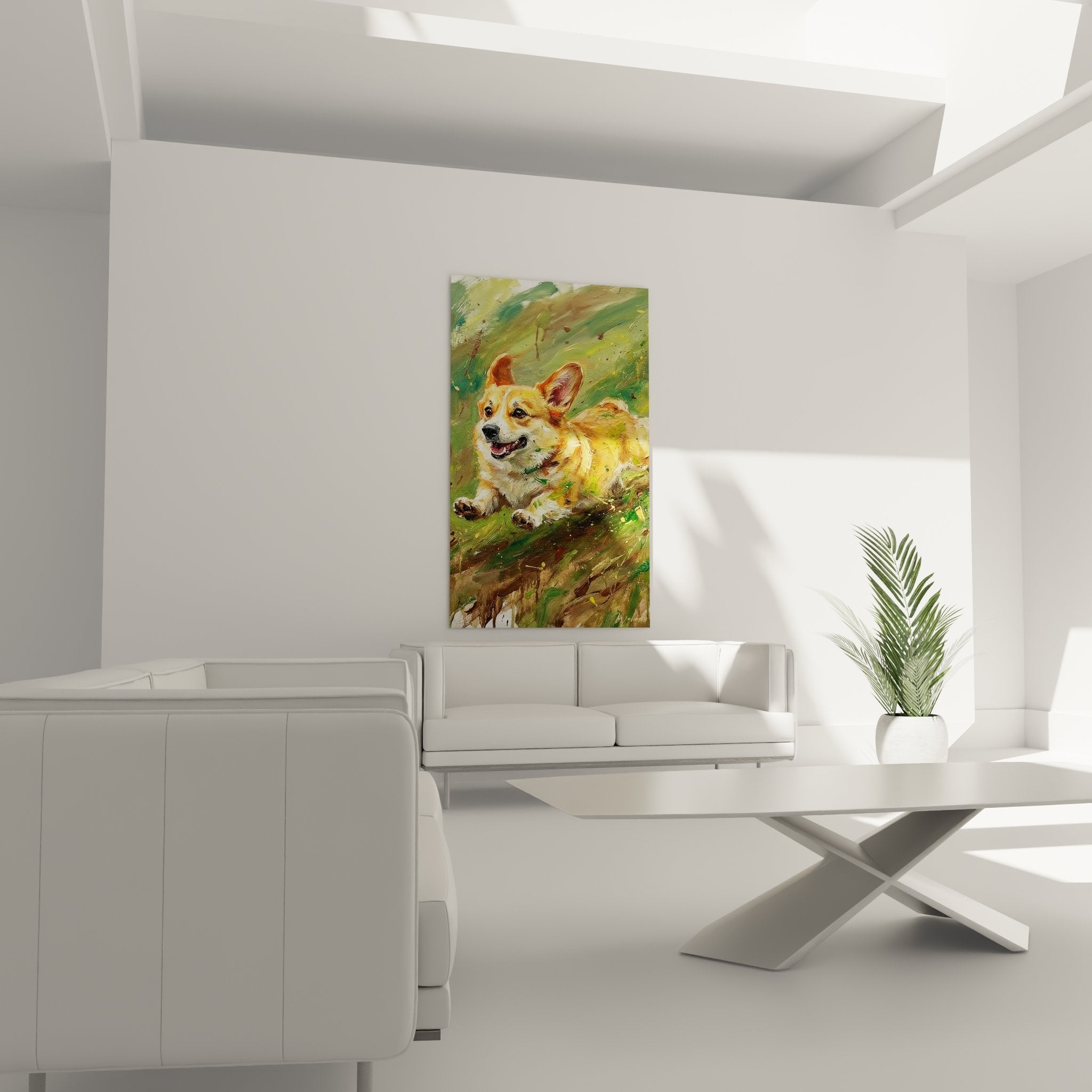 Detailansicht Corgi Pembroke rot expressionistische Pinselstriche Gemäldetextur Farbauftrag