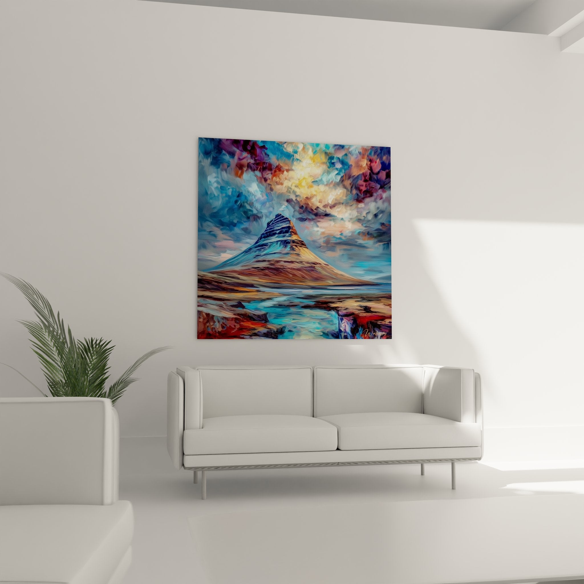 Détail texture peinture tableau volcanique Kirkjufell couleurs expressionnistes