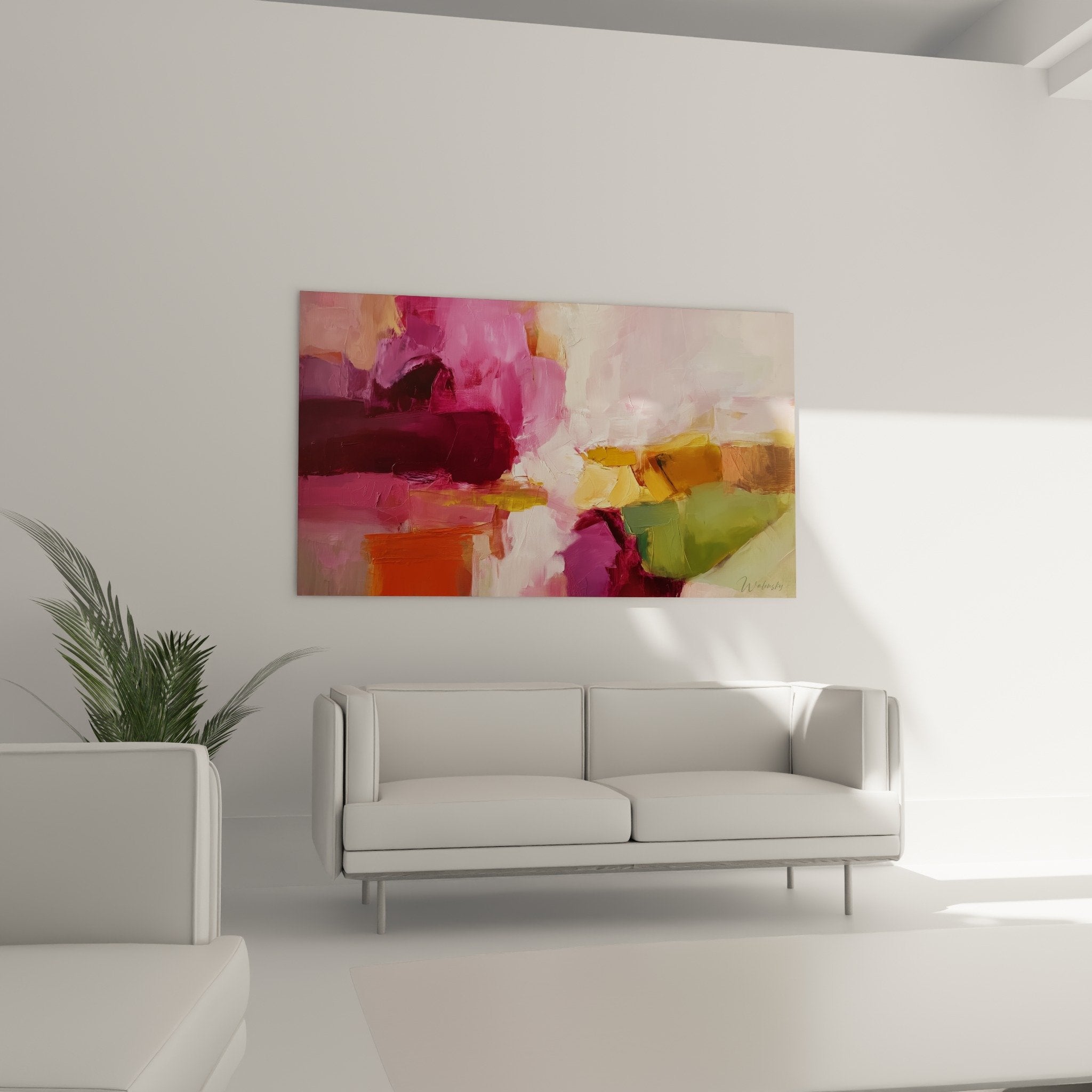 Abstract pink magenta painting detail impasto texture feng shui south fire