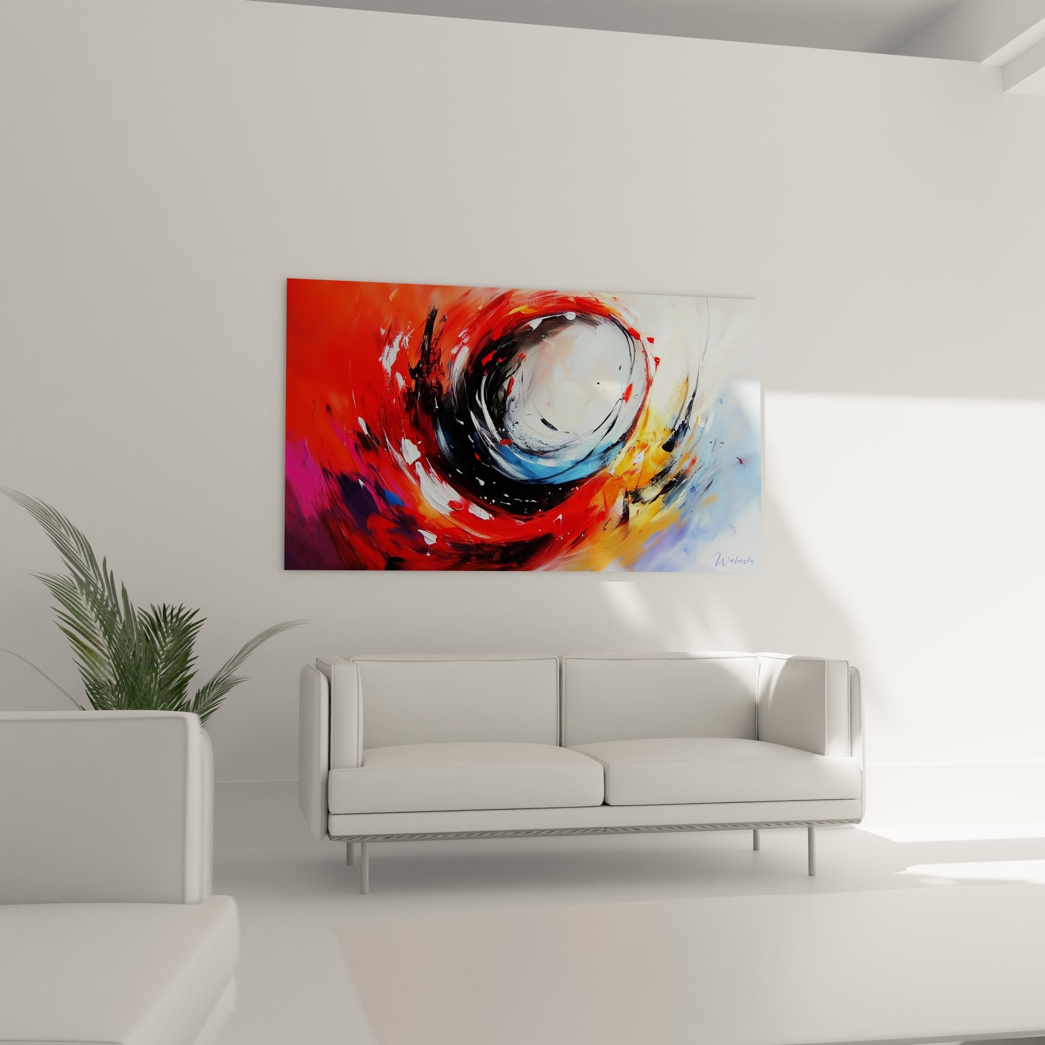 Détail gros plan peinture abstraite spirale texture brushstrokes couleurs vives