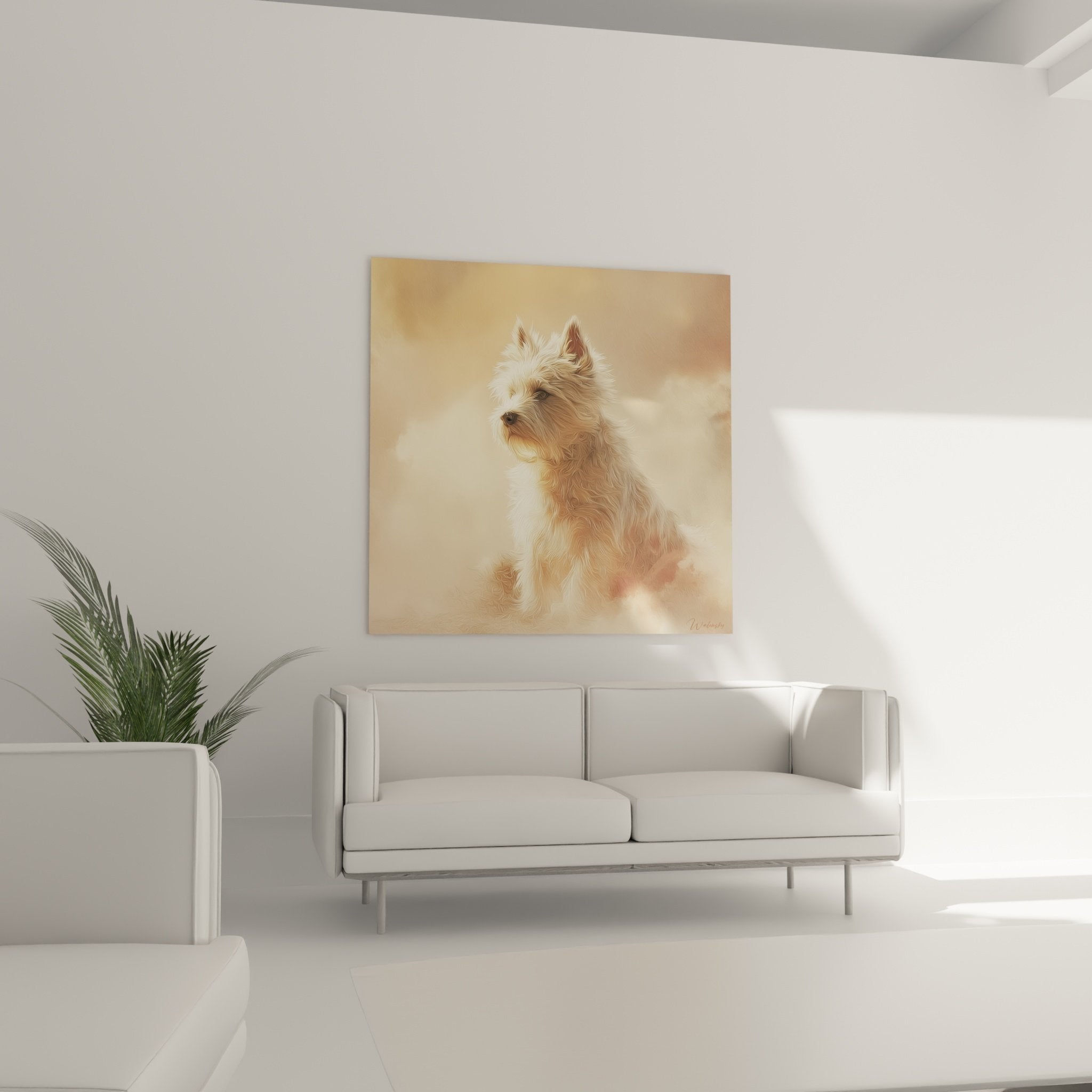 Détail rapproché du pelage doré et des yeux expressifs du Cairn Terrier montrant textures et nuances