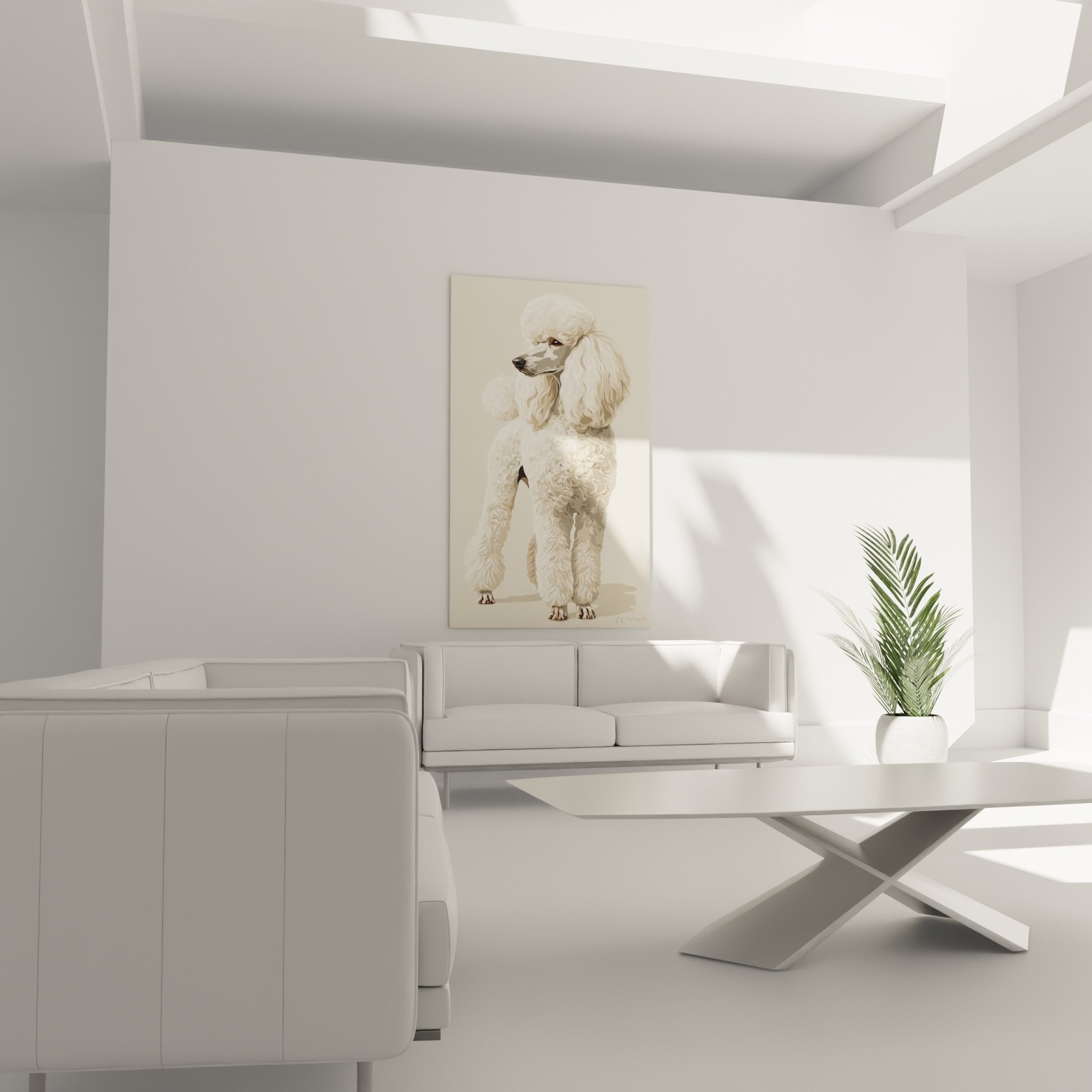 Dettaglio manto riccio barboncino bianco texture realistica sfumature beige crema