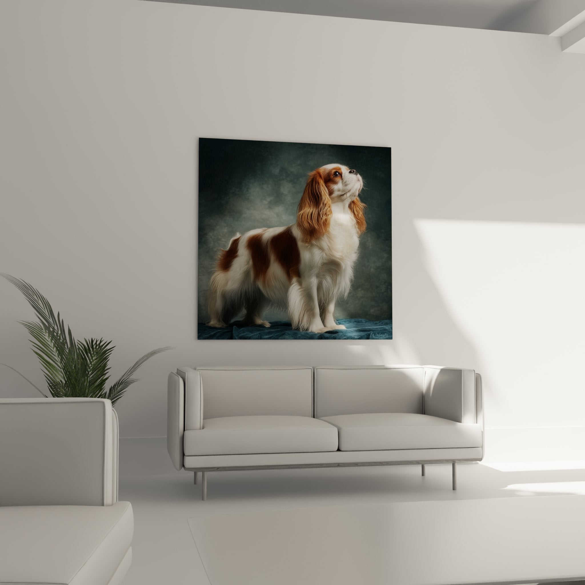 detail pelage roux blanc cavalier king charles expression contemplative regard profond