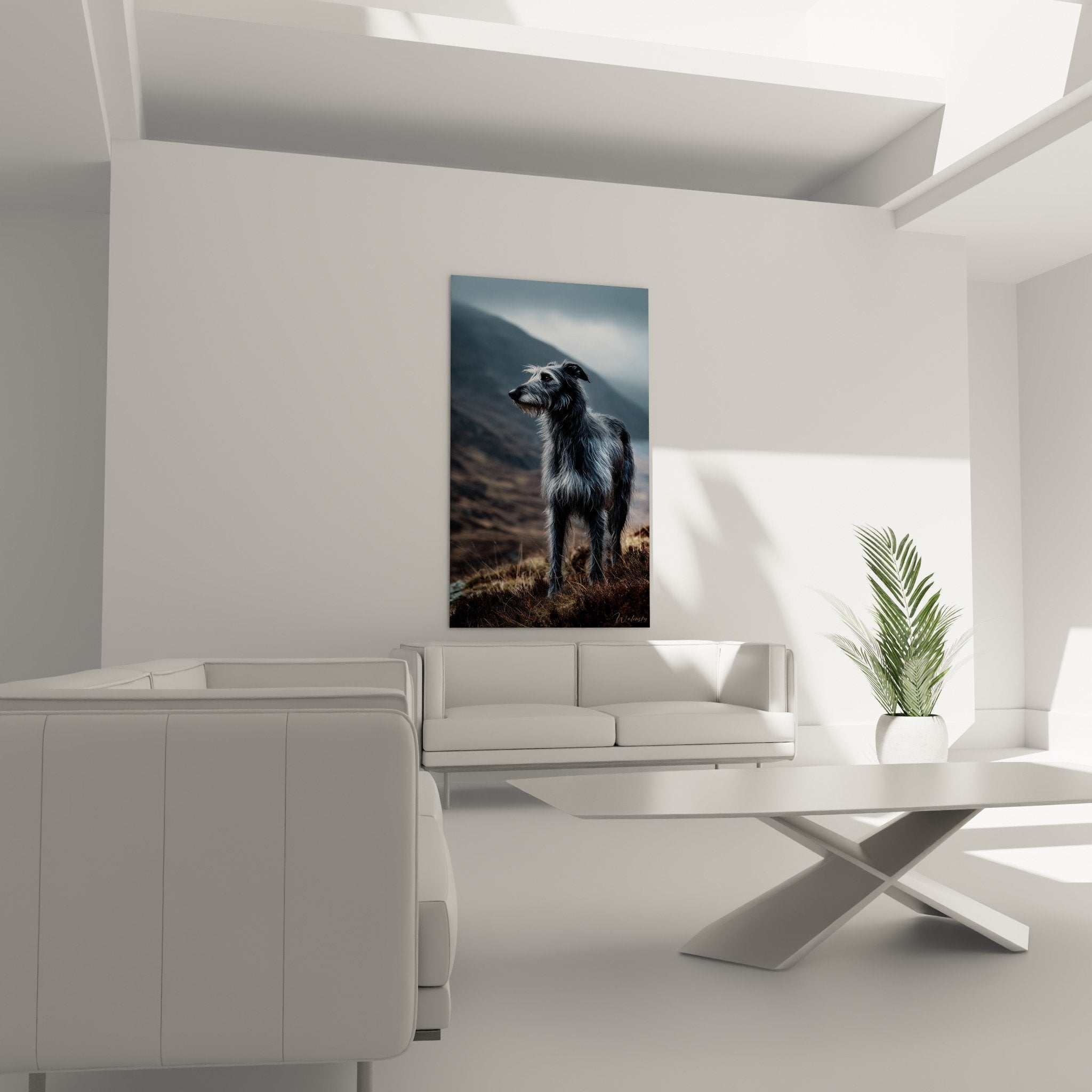 detailliertes silbernes Graufell Deerhound Textur realistische Hundehaare Windhund Schottland Tierkunst