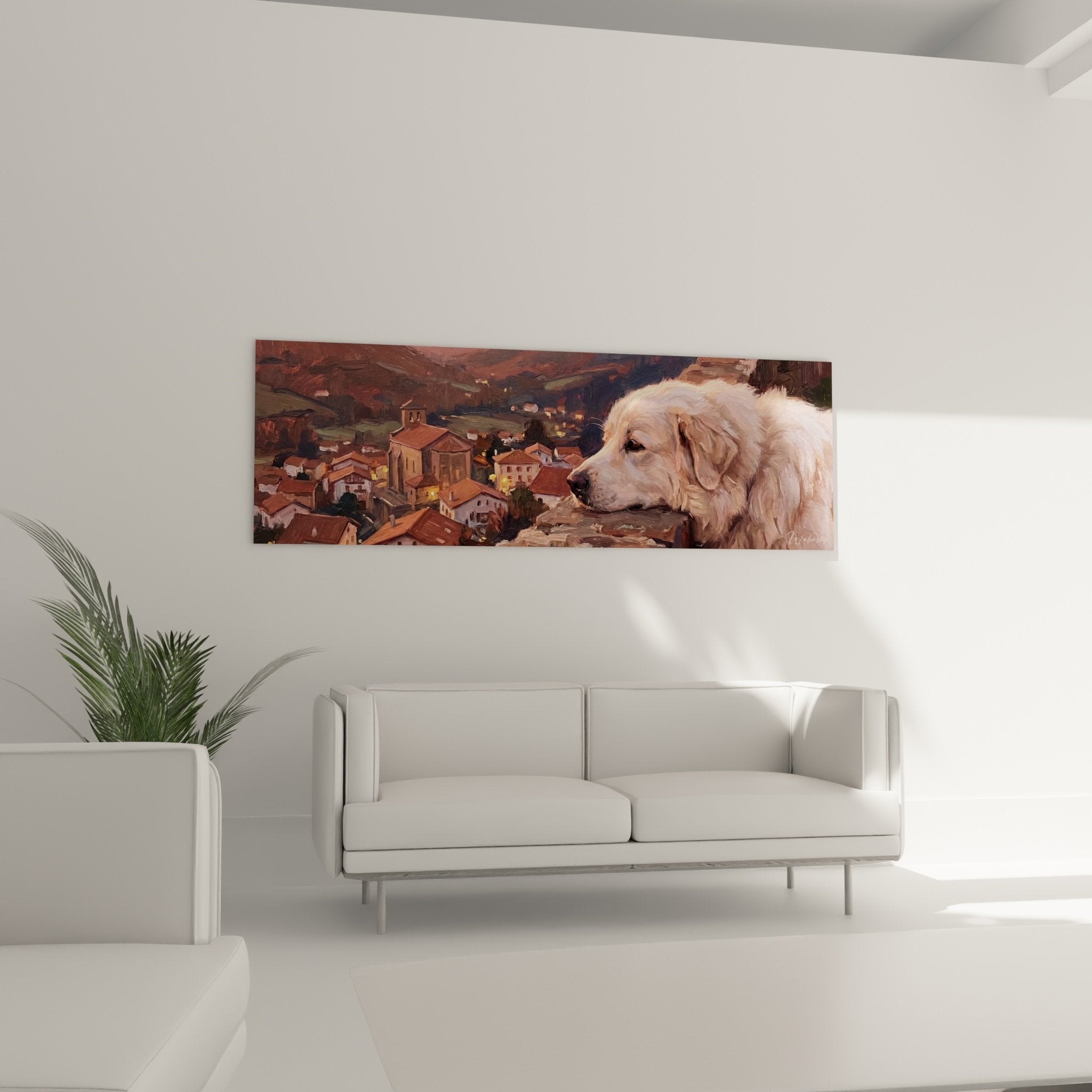 Détail pelage golden retriever peinture empâtements textures dorées regard contemplatif