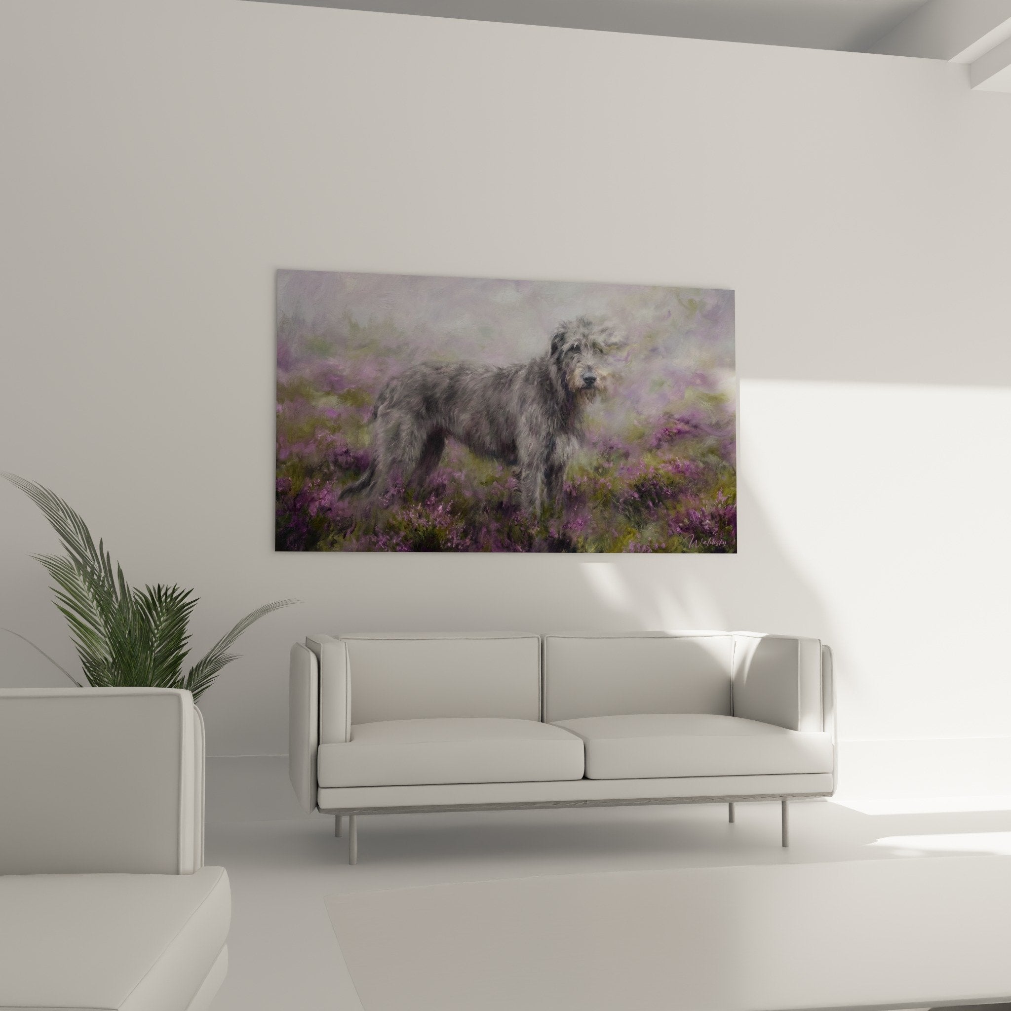 Detail pelage gris argente Irish Wolfhound texture artistique peinture murale qualite