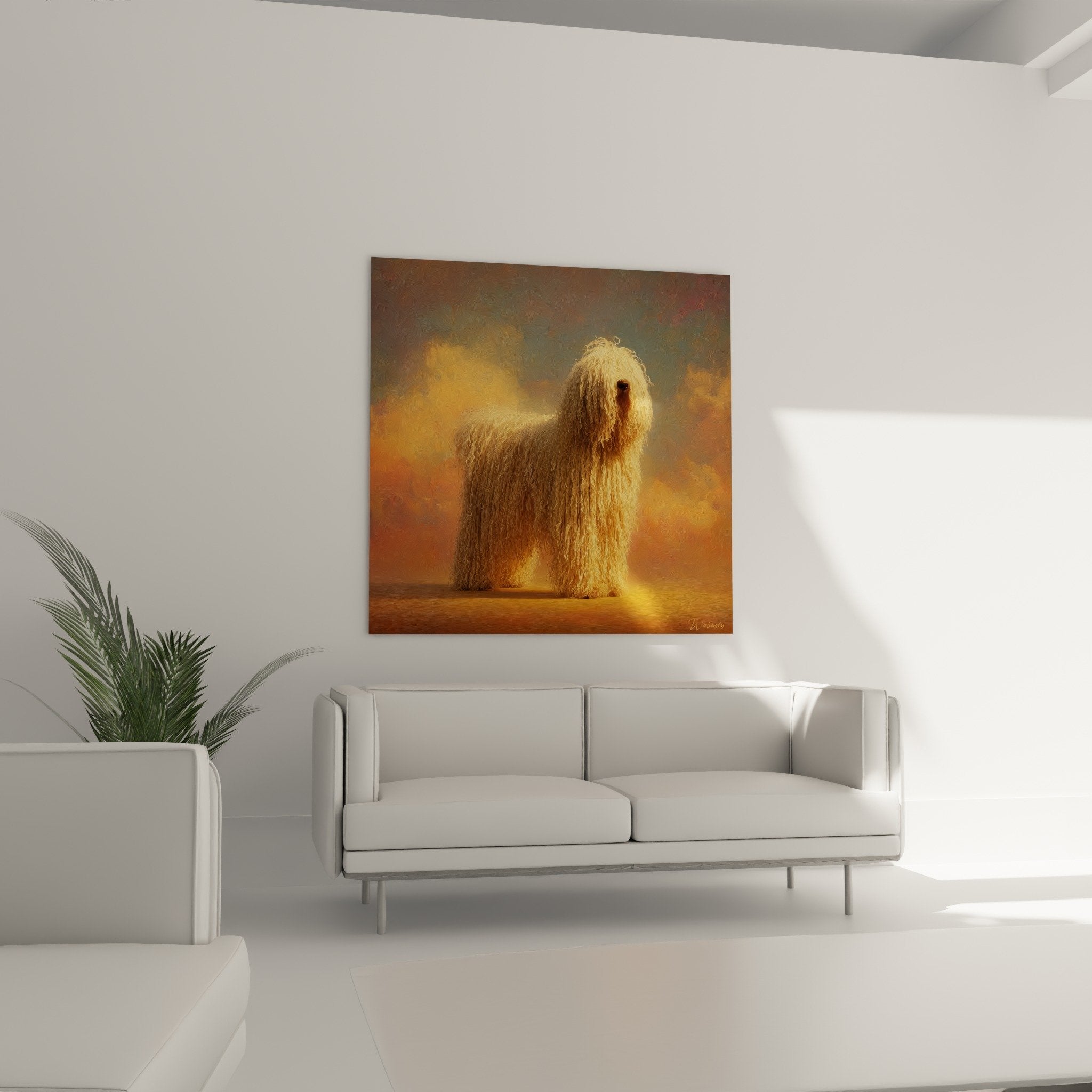 Détail rapproché pelage Komondor tons dorés texture cordelettes chien berger hongrois