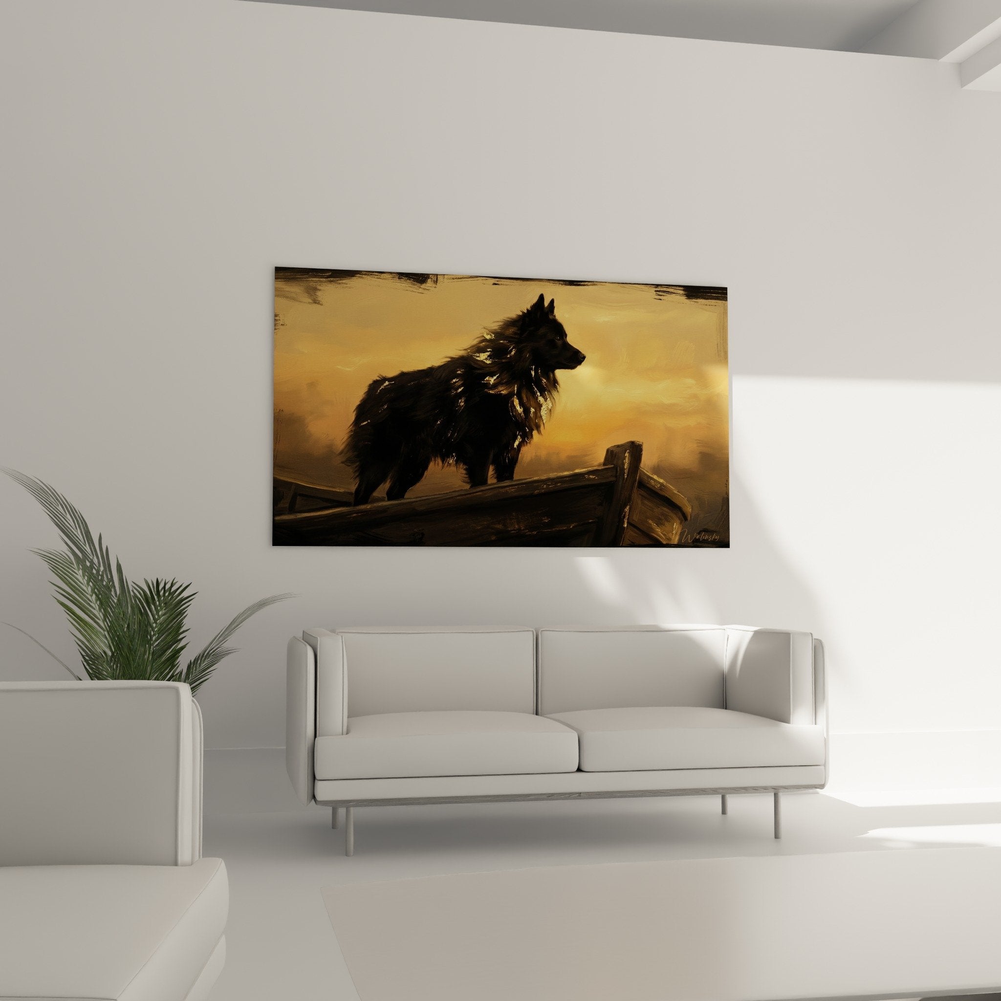 detailliertes schwarzes Fell Schipperke golden schimmernde expressiver Pinselstrich seide textur