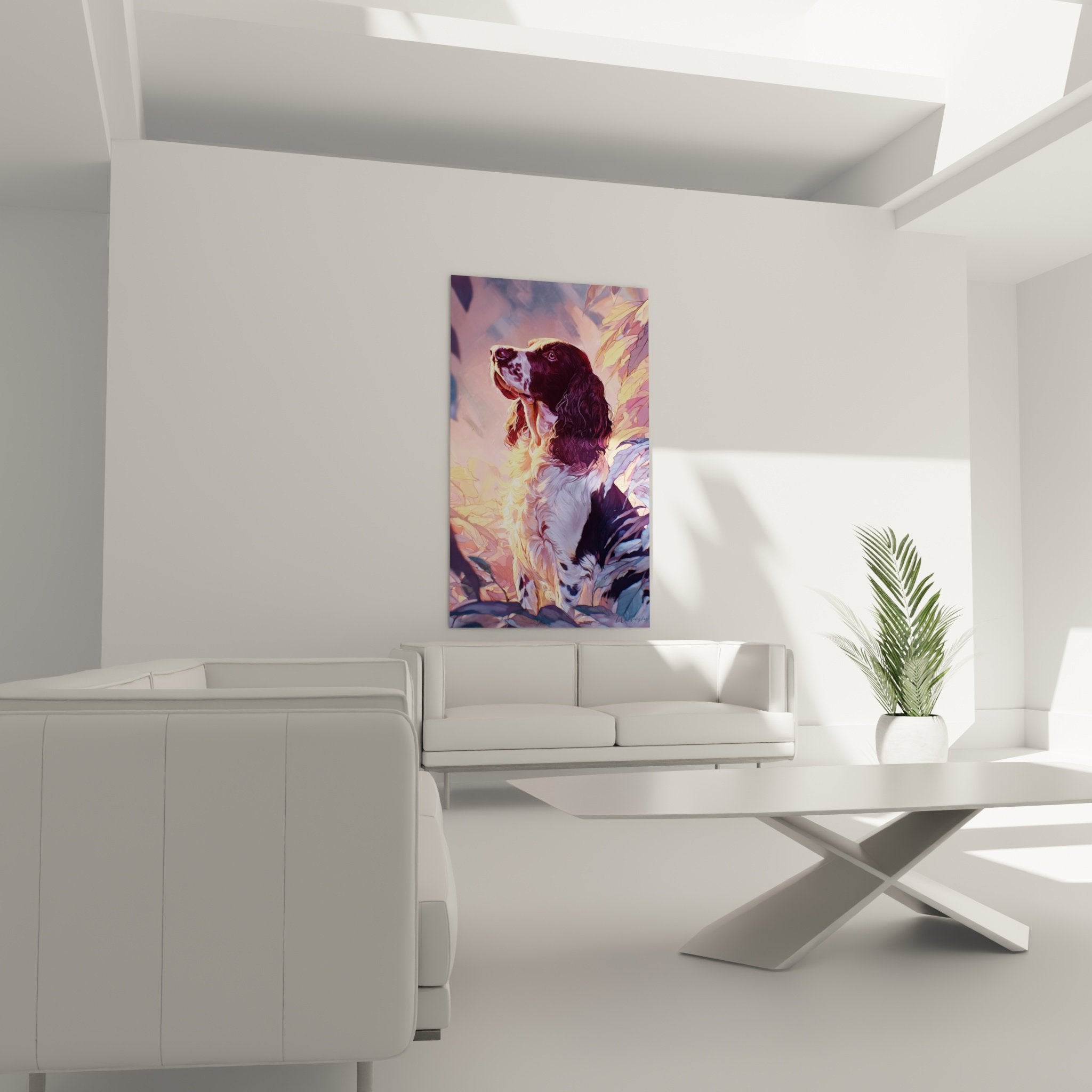 Detail du pelage roux et blanc du Springer Anglais aux reflets dores et violaces