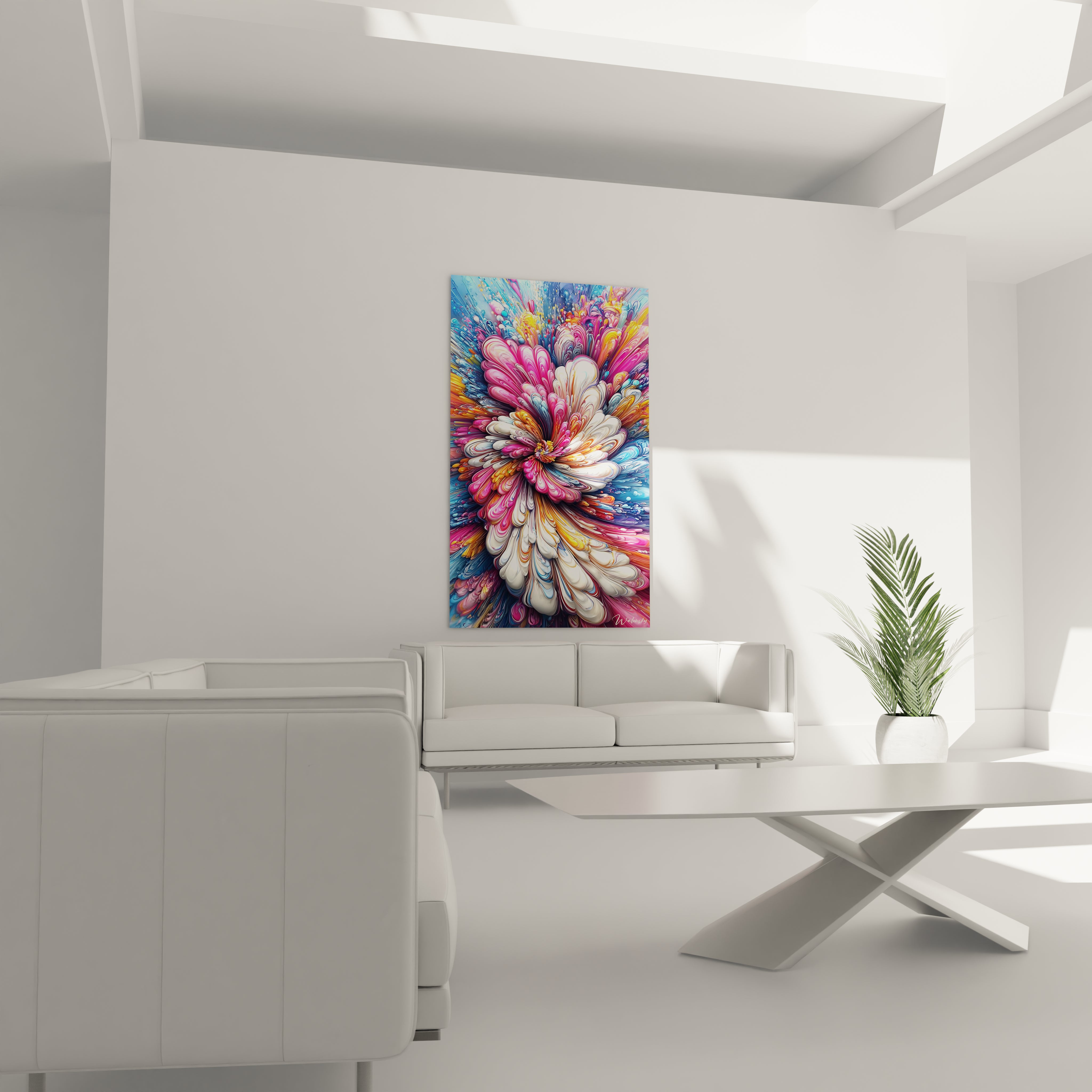 Gros plan détails pétales abstraits multicolores texture fluide art mural moderne