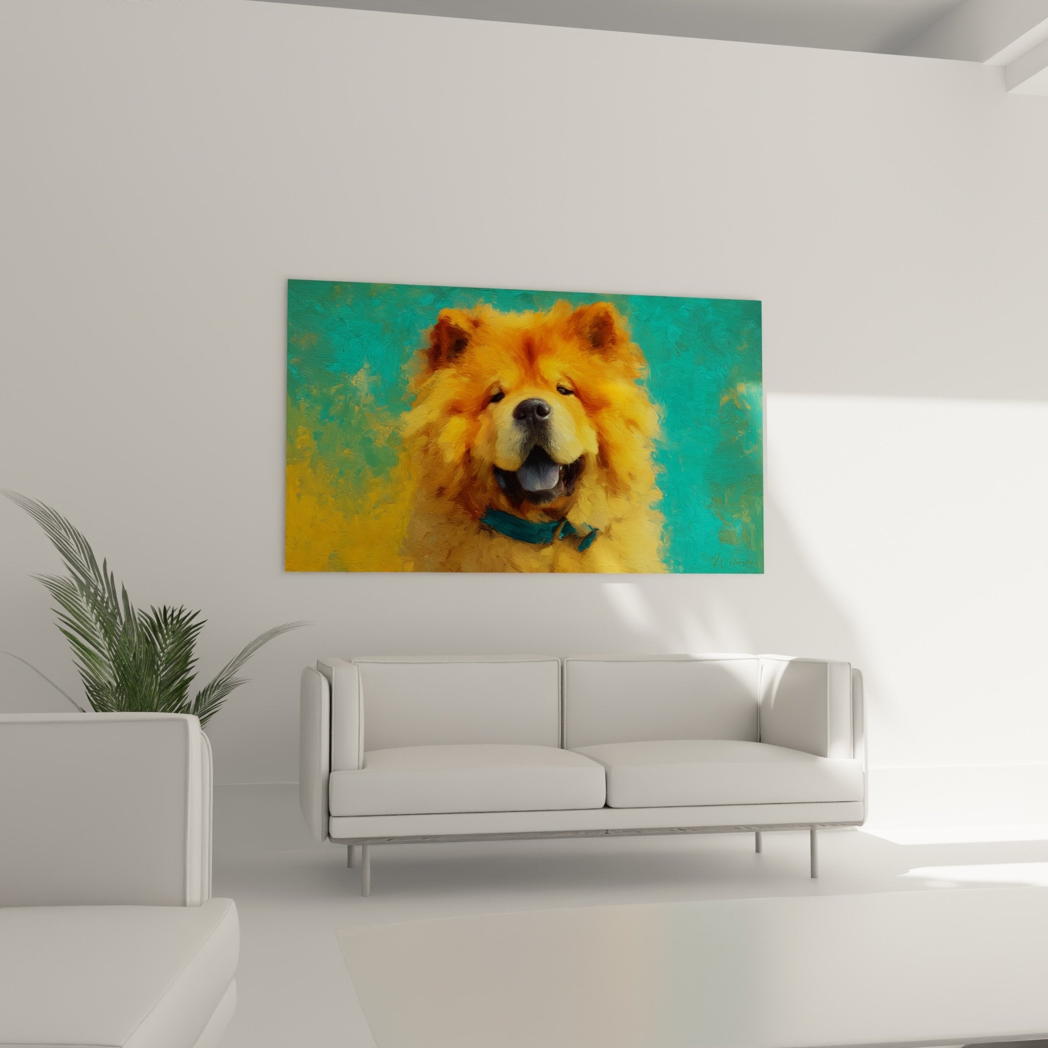 Détail rapproché du portrait de Chow Chow montrant texture du pelage roux et expression joyeuse