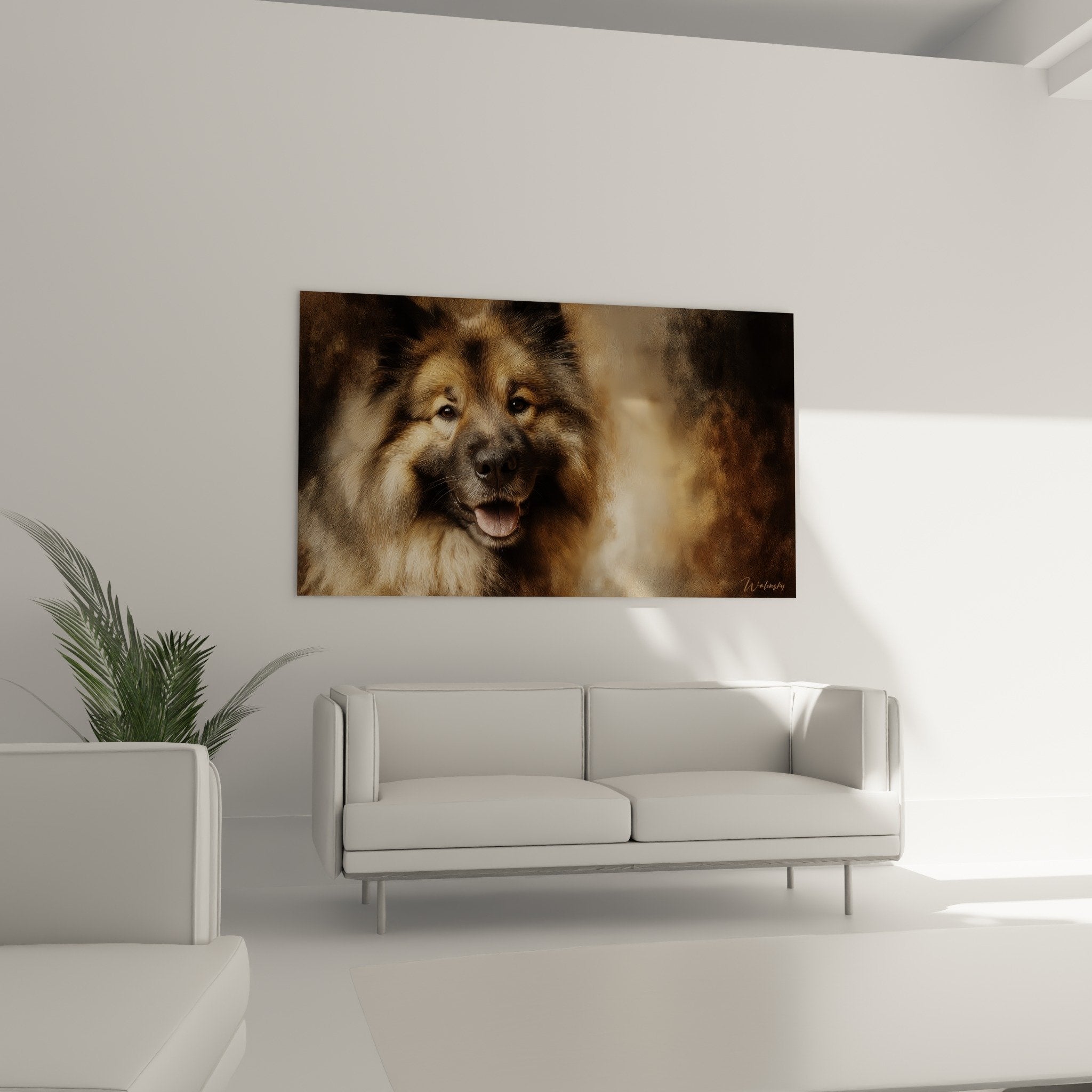 detailporträt eurasier fauves goldenes fell froher ausdruck dunkle augen rosa zunge realistische textur