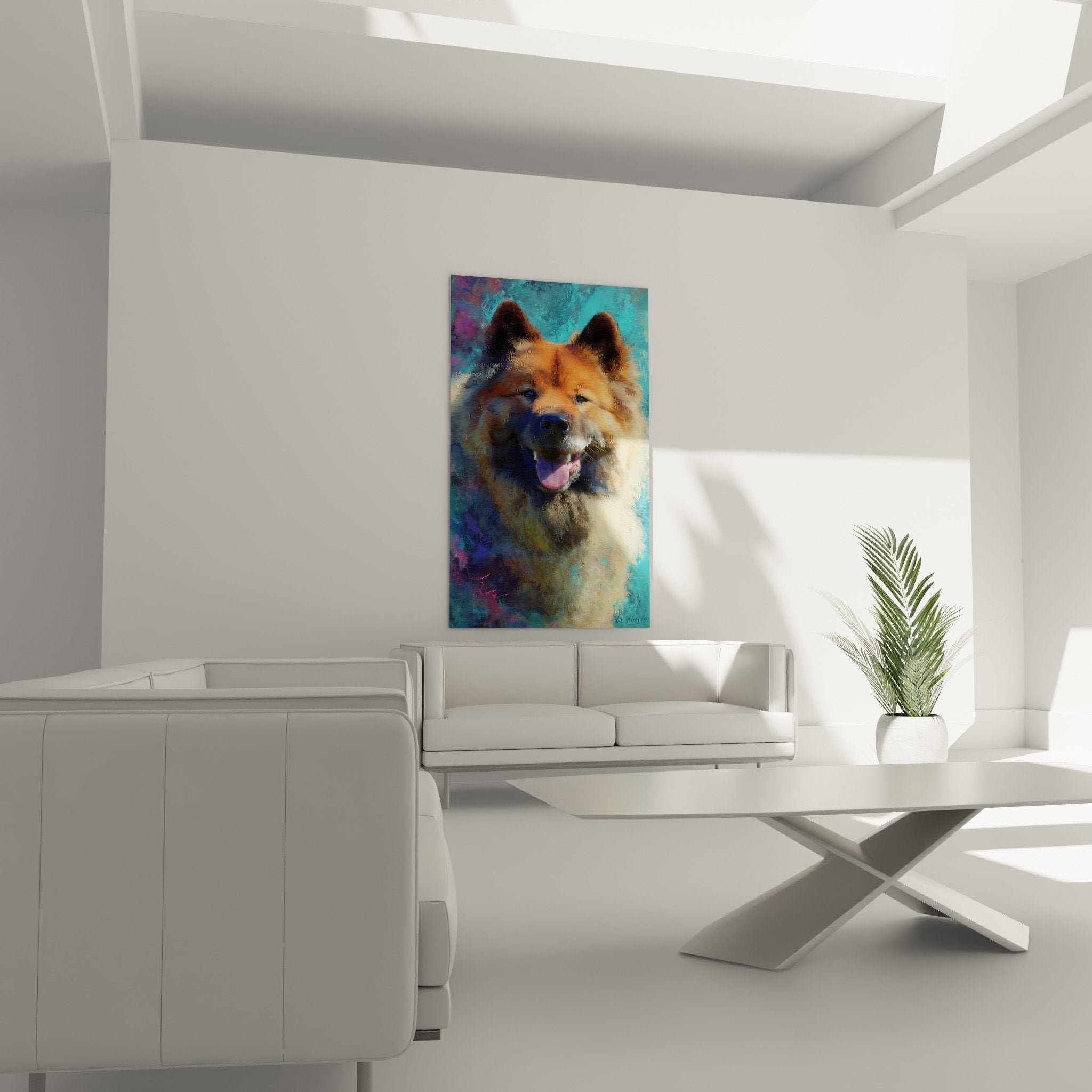 Eurasier portrait detail artistic painting golden coat warm highlights painting technique
