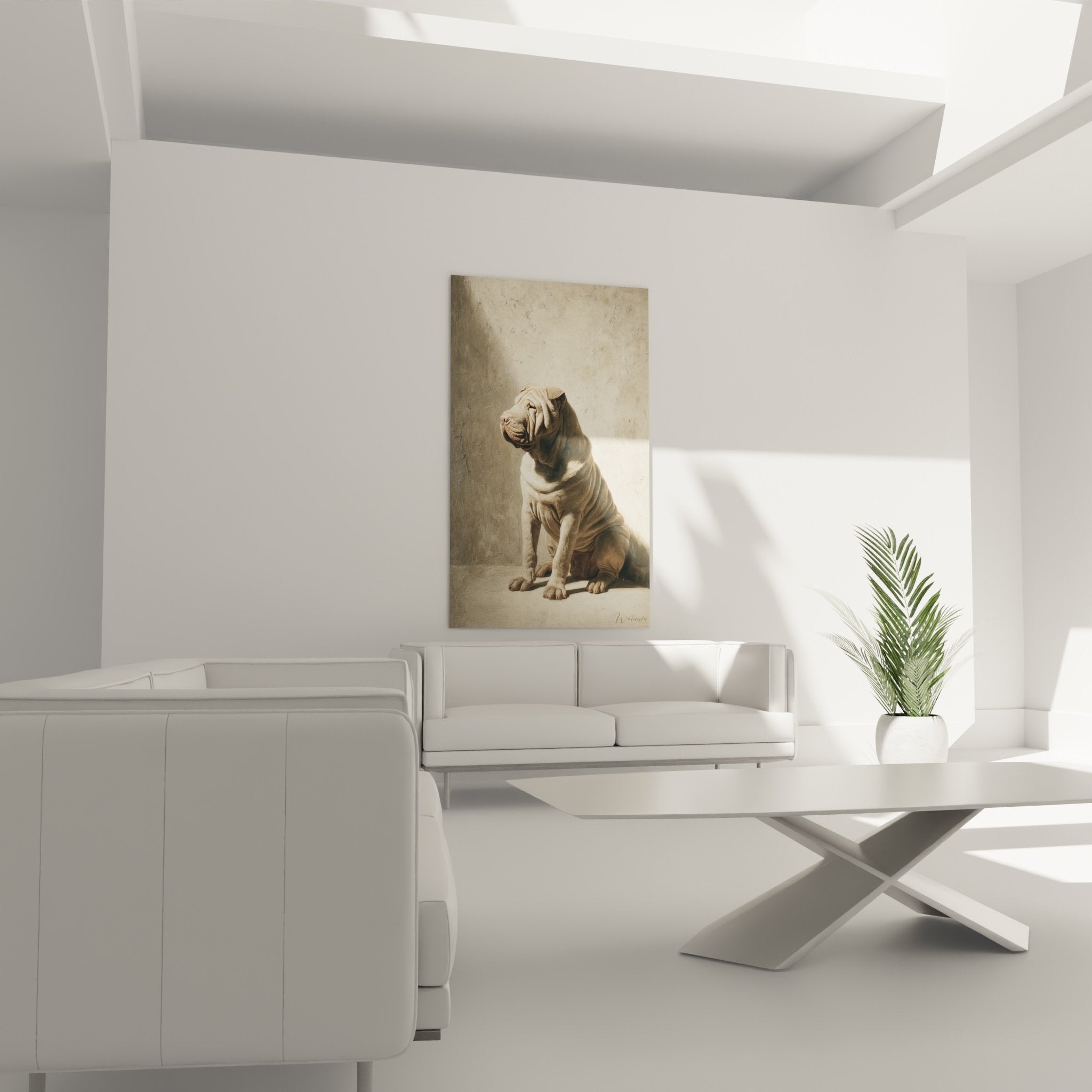 Détail portrait Shar Pei montrant les plis caractéristiques et pelage doré