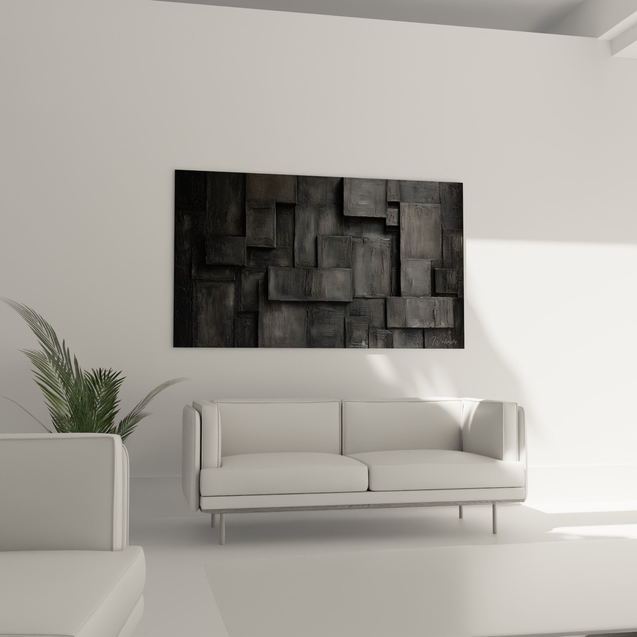 detail relief cubique gris anthracite texture rugueuse jeux ombres composition geometrique moderne