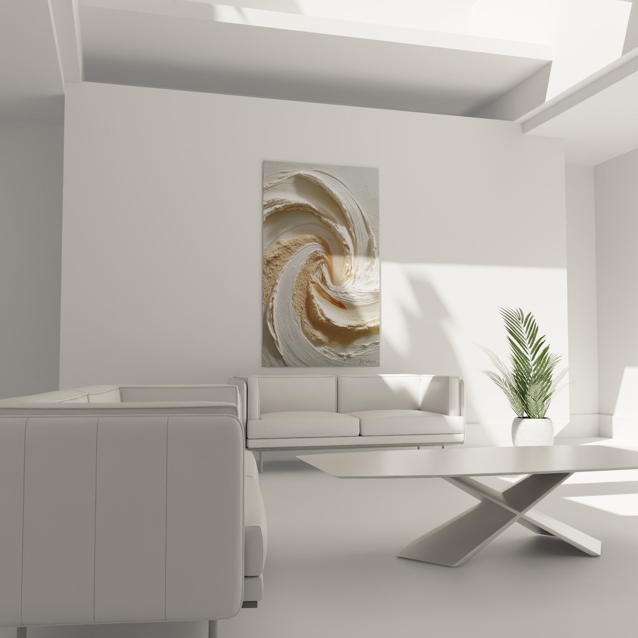 Detail relief spirale doree textures sculptees tableau feng shui centre terre matiere organique