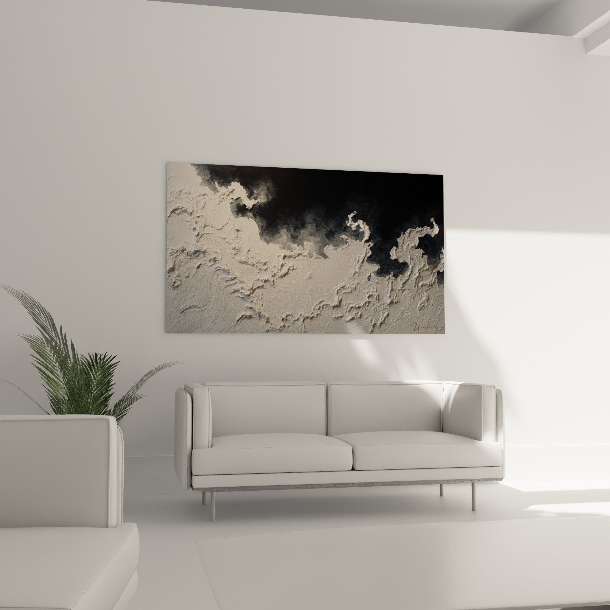 White textured relief detail abstract waves three-dimensional texture feng shui northwest metal