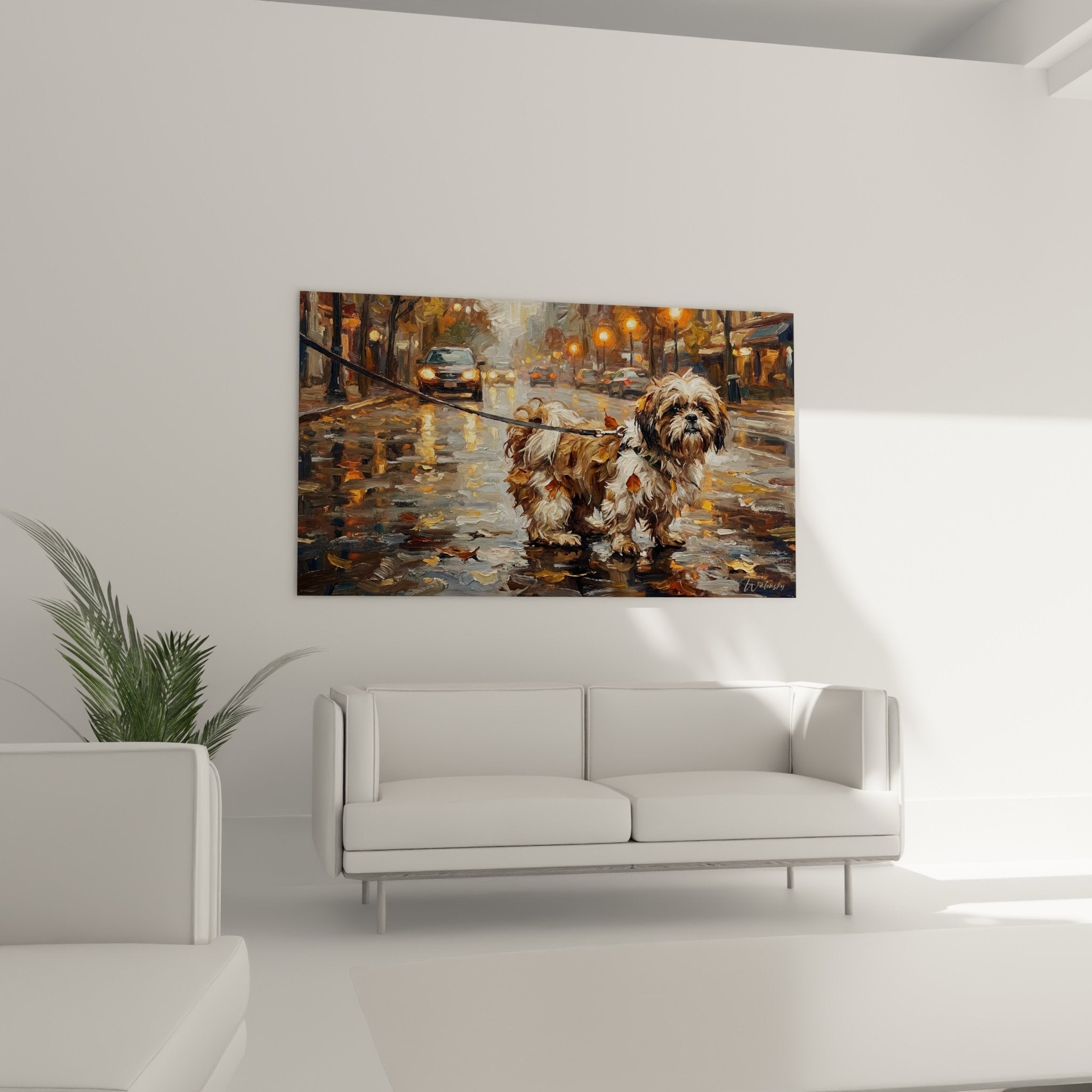 Shih Tzu brown cream coat painting detail artistic texture expressive brushstrokes