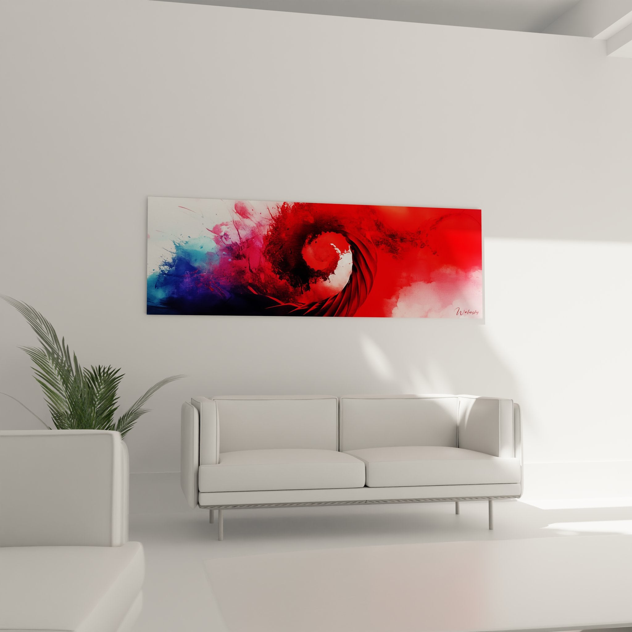 Détail gros plan texture spirale abstraite rouge bleue peinture moderne art contemporain