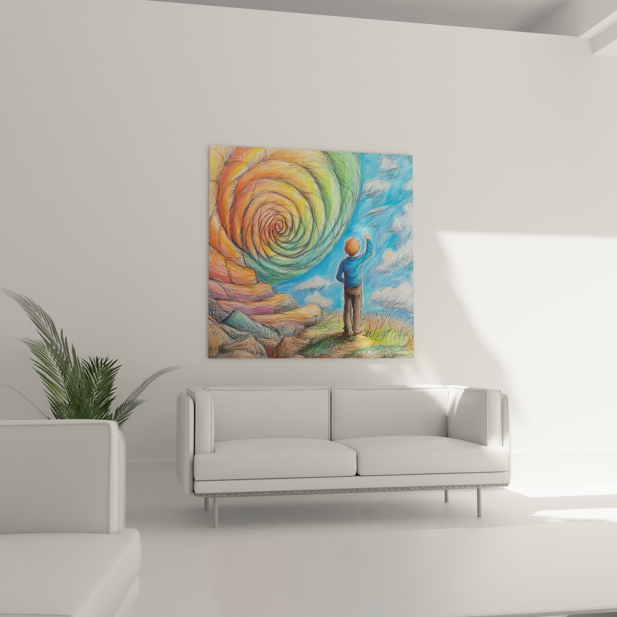 Détail spirale abstrait colorée tourbillon cosmique peinture texture crayons couleurs