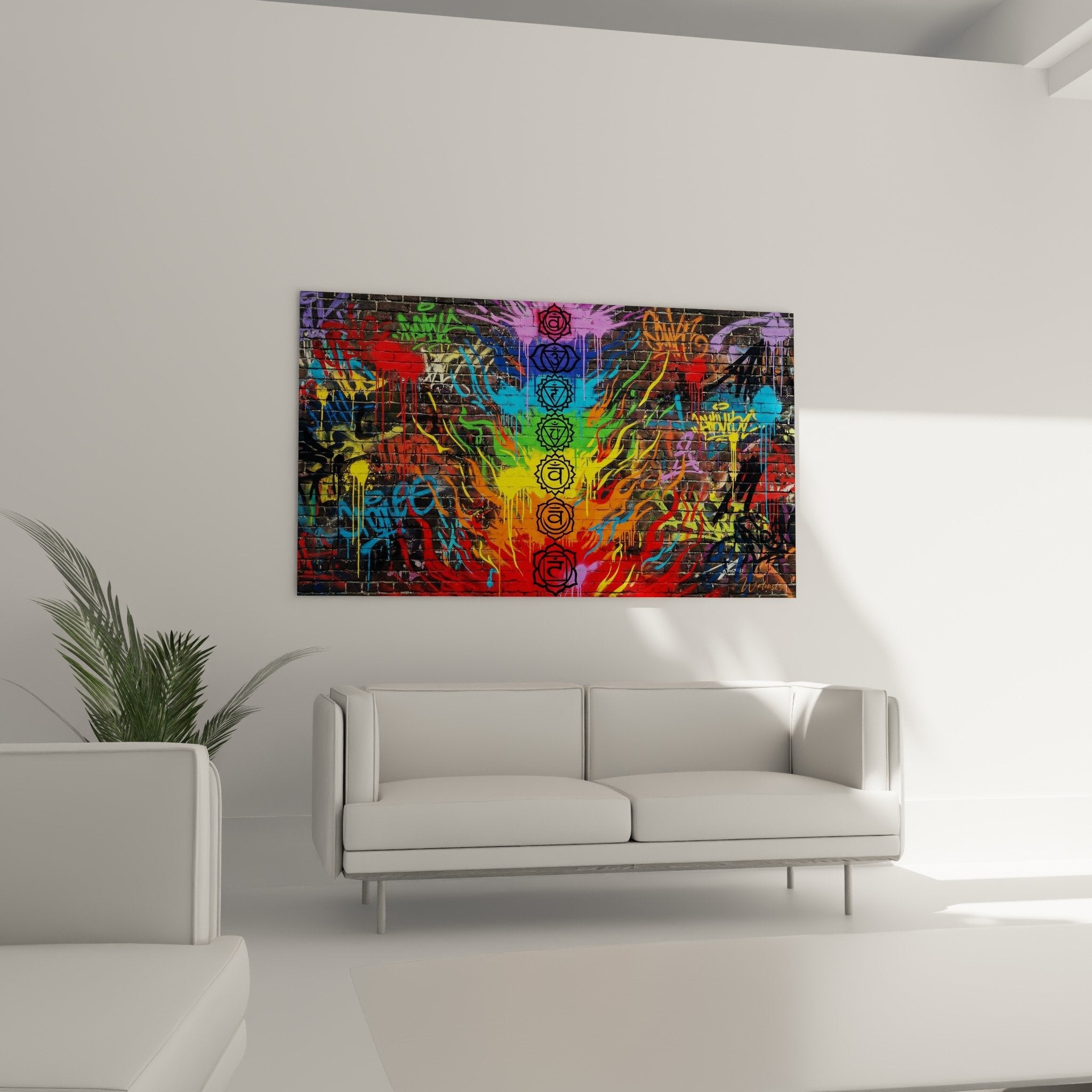 detail symboles chakras graffiti couleurs arc-en-ciel rouge orange jaune vert bleu violet art urbain