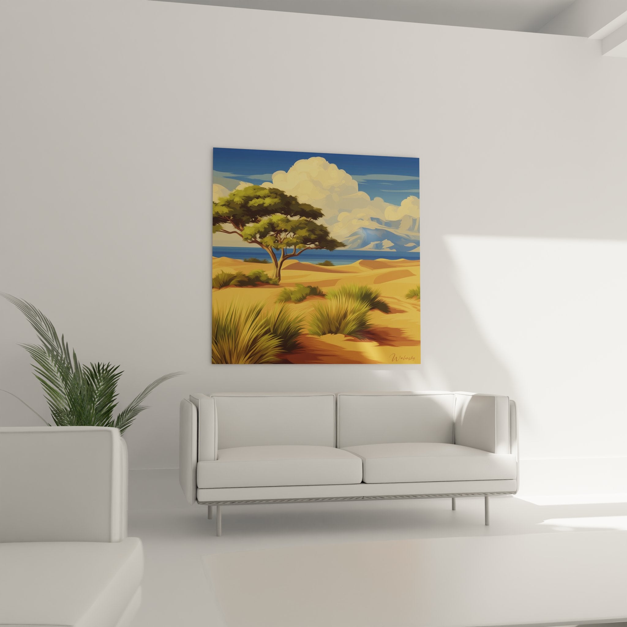 Détail rapproché tableau acacia désert, peinture savane africaine textures naturelles