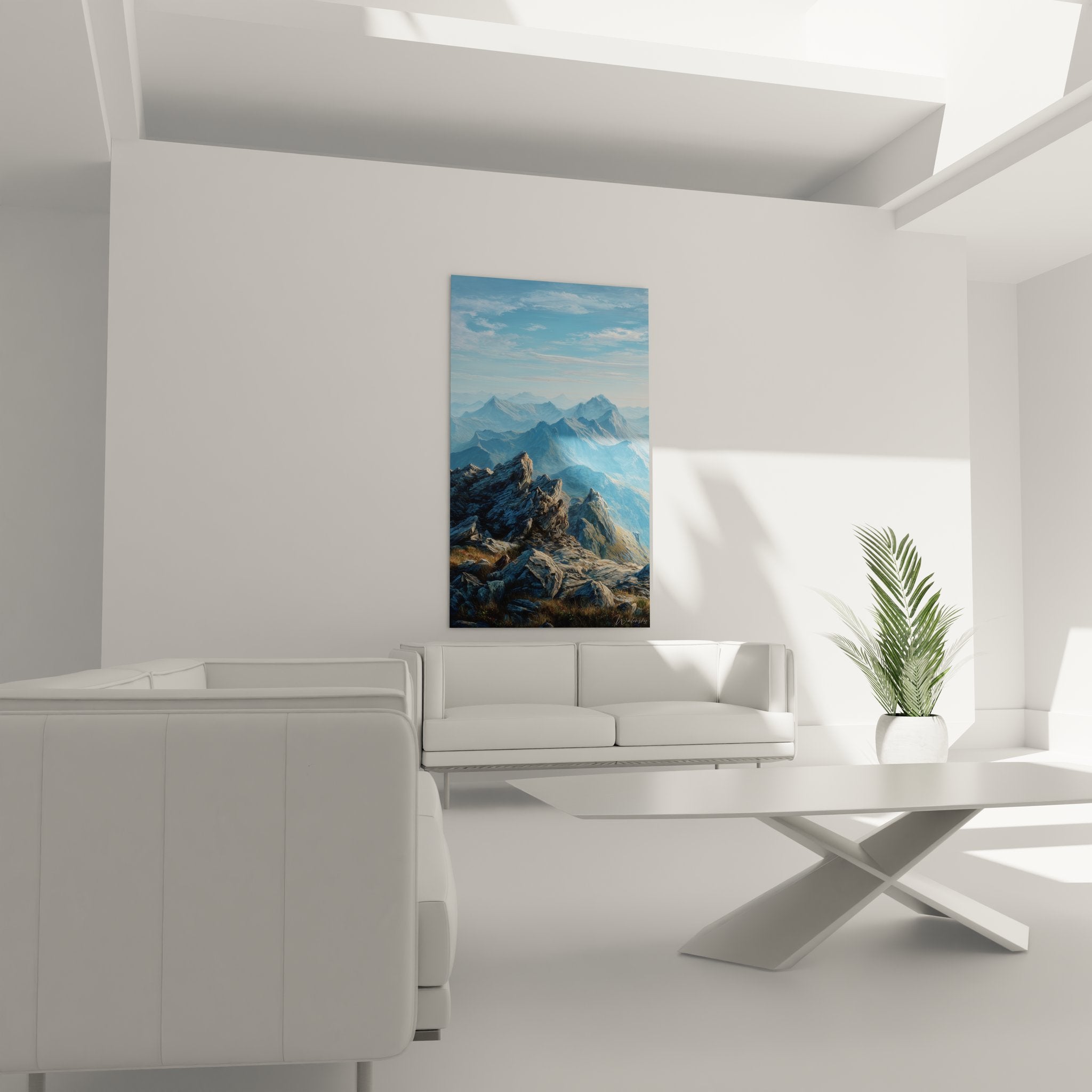 Détail gros plan tableau montagne rocheuse montrant texture réaliste des formations granitiques