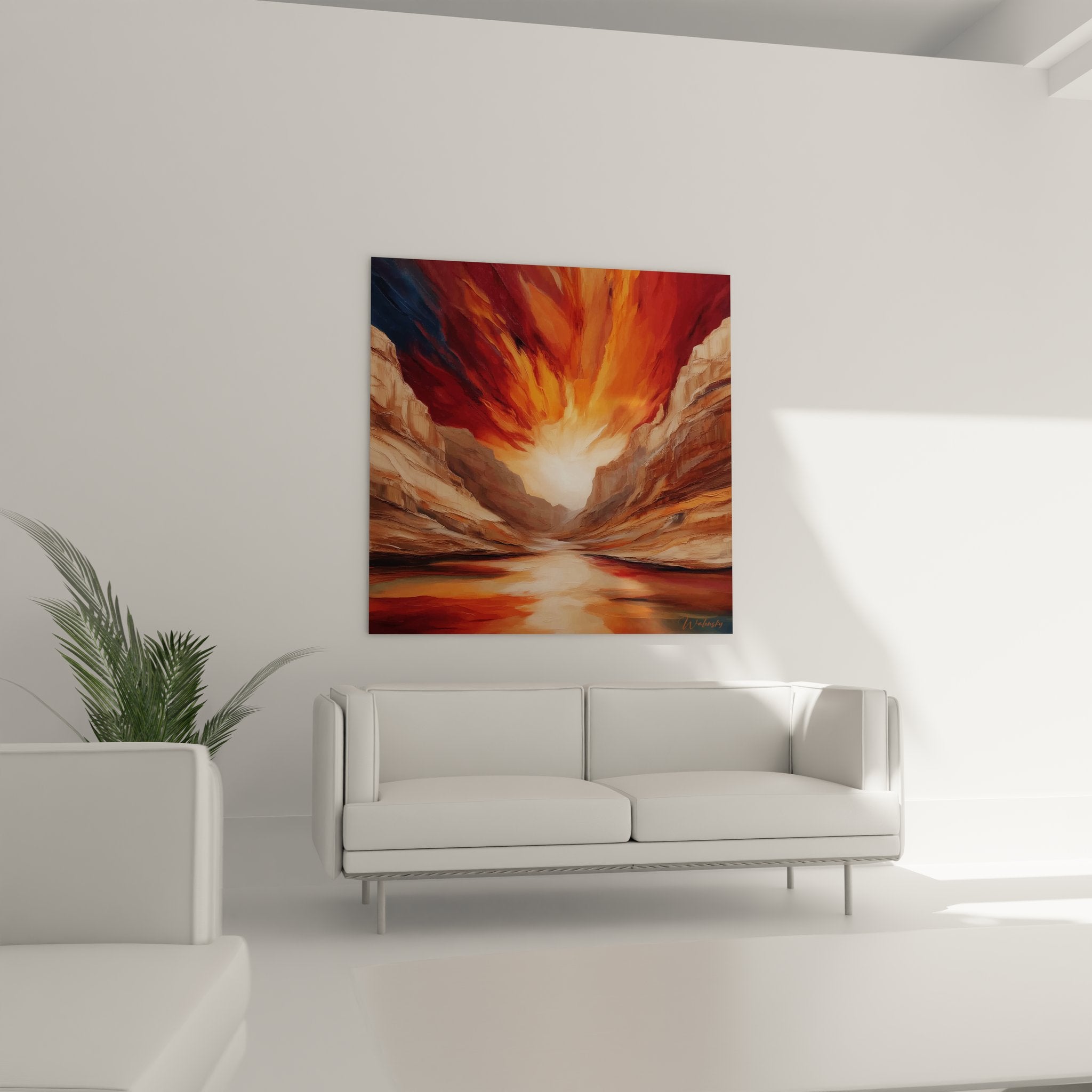 Détail tableau canyon désert textures peinture couleurs chaudes orange rouge techniques artistiques