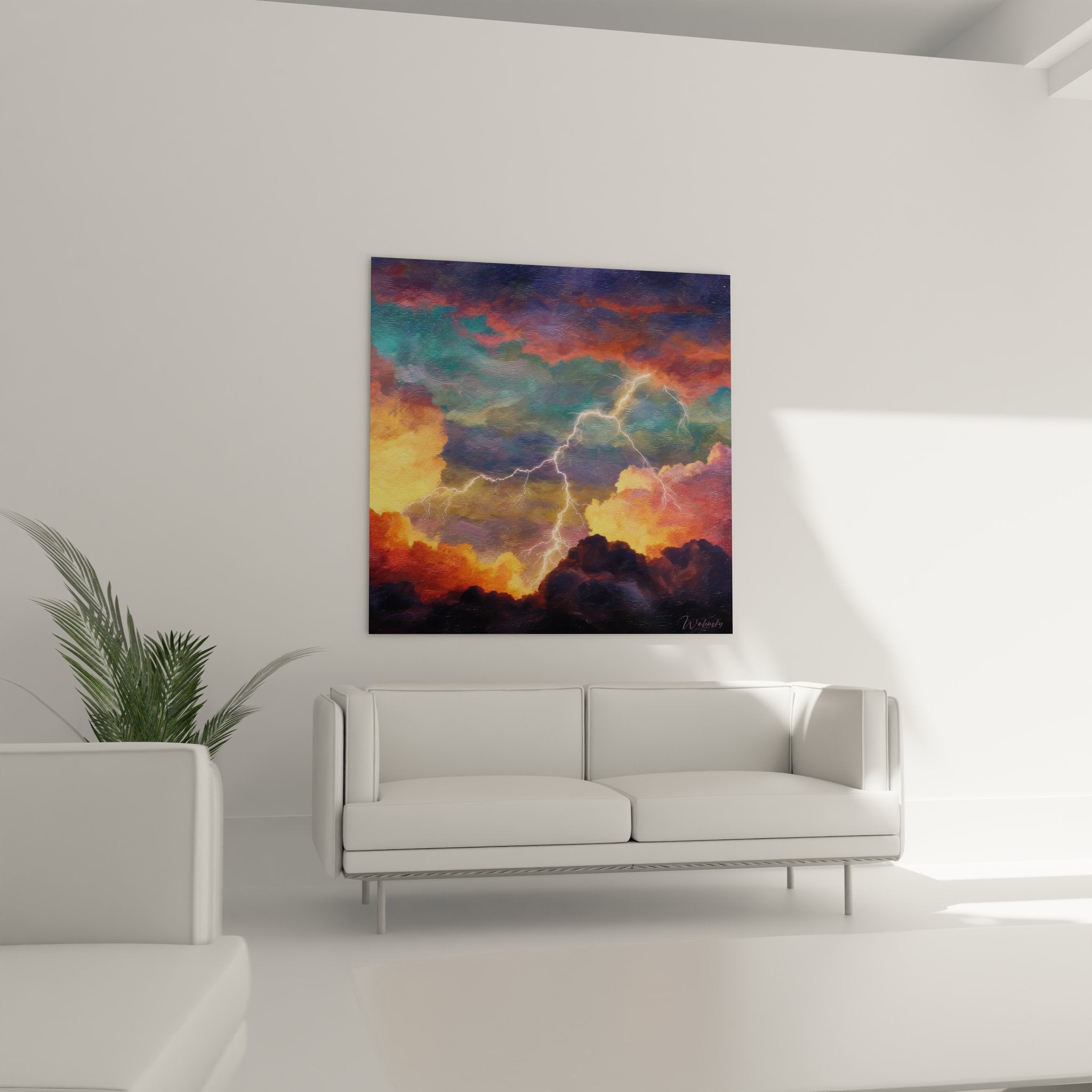 Détail proche tableau foudre électrique avec éclairs lumineux traversant ciel orageux