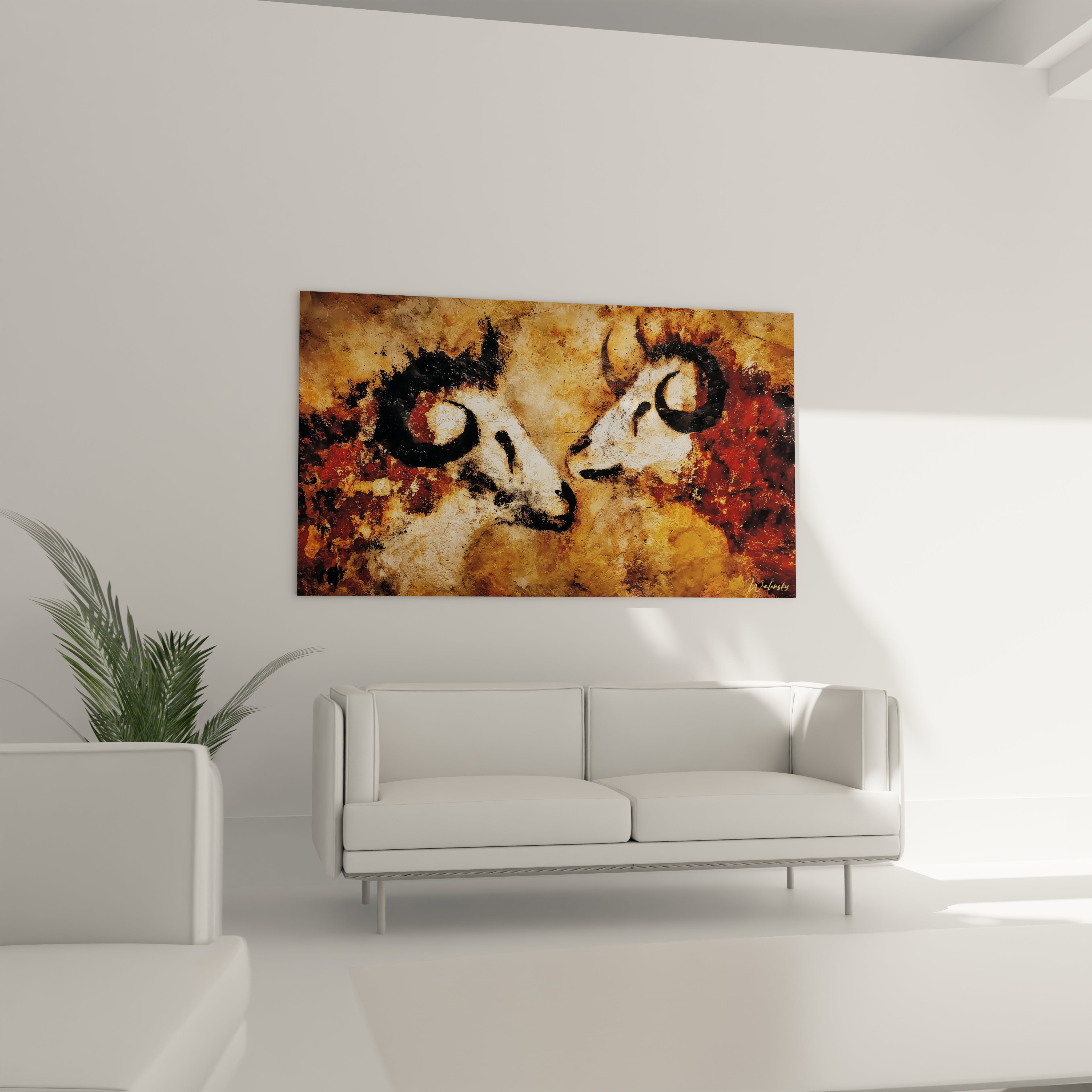 Gros plan détails tableau fresque préhistorique taureaux sauvages pigments ocre rouge art rupestre authentique