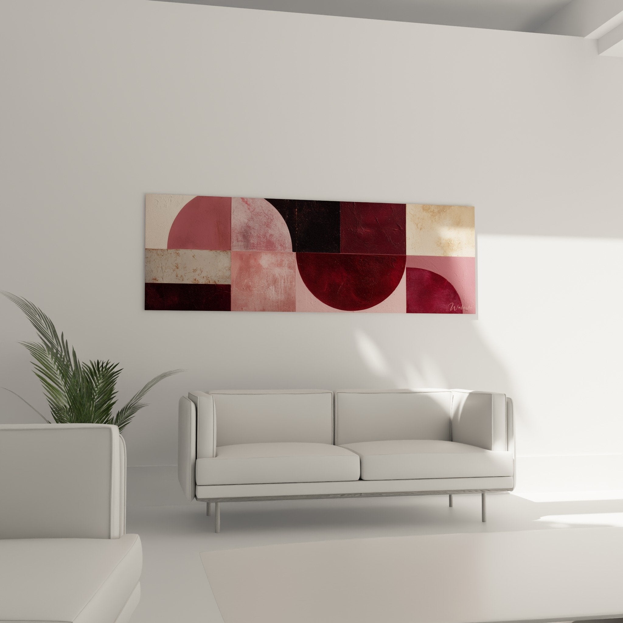 Textured detail abstract painting patina burgundy pink geometric shapes feng shui