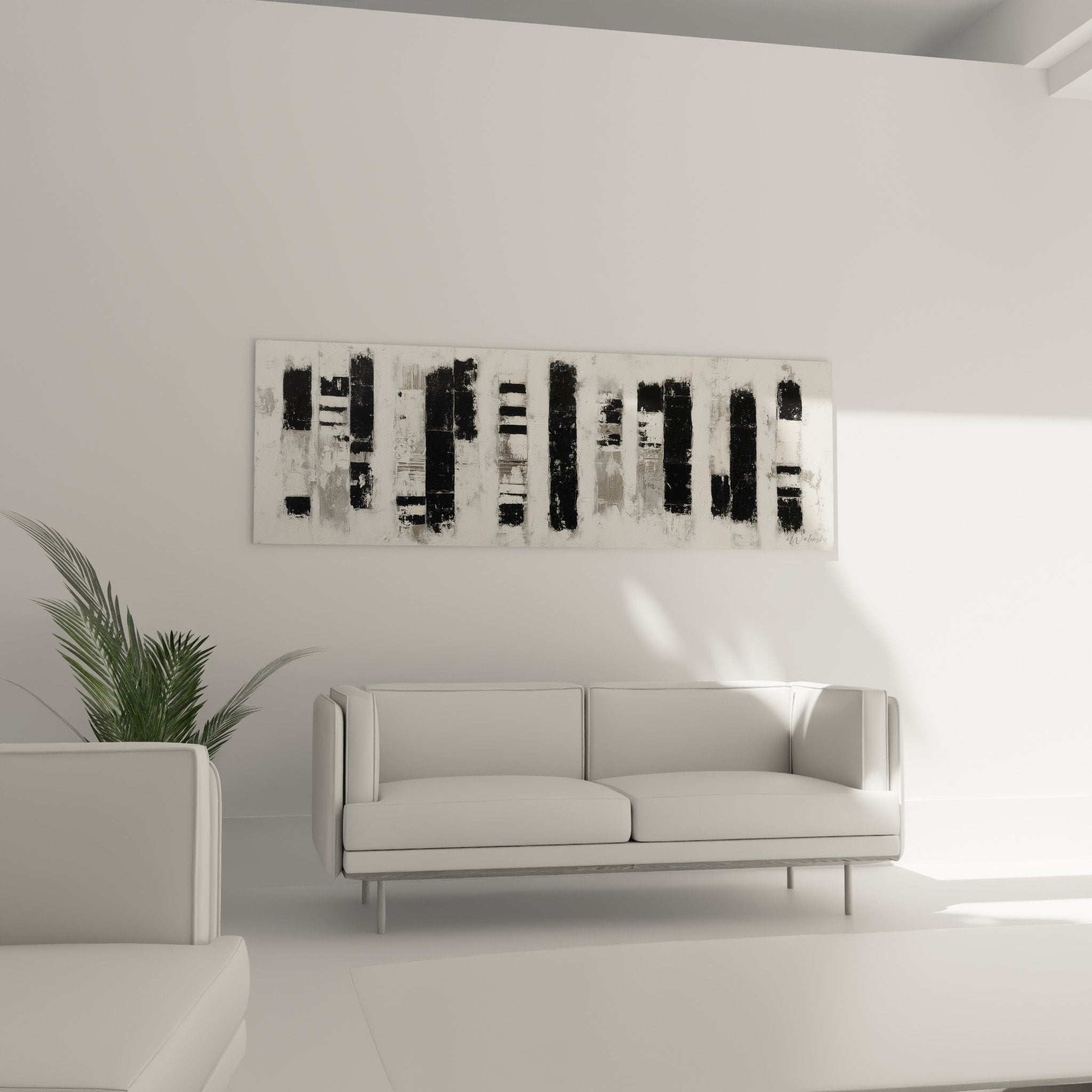abstract painting detail black white texture scratched faded material vertical bands