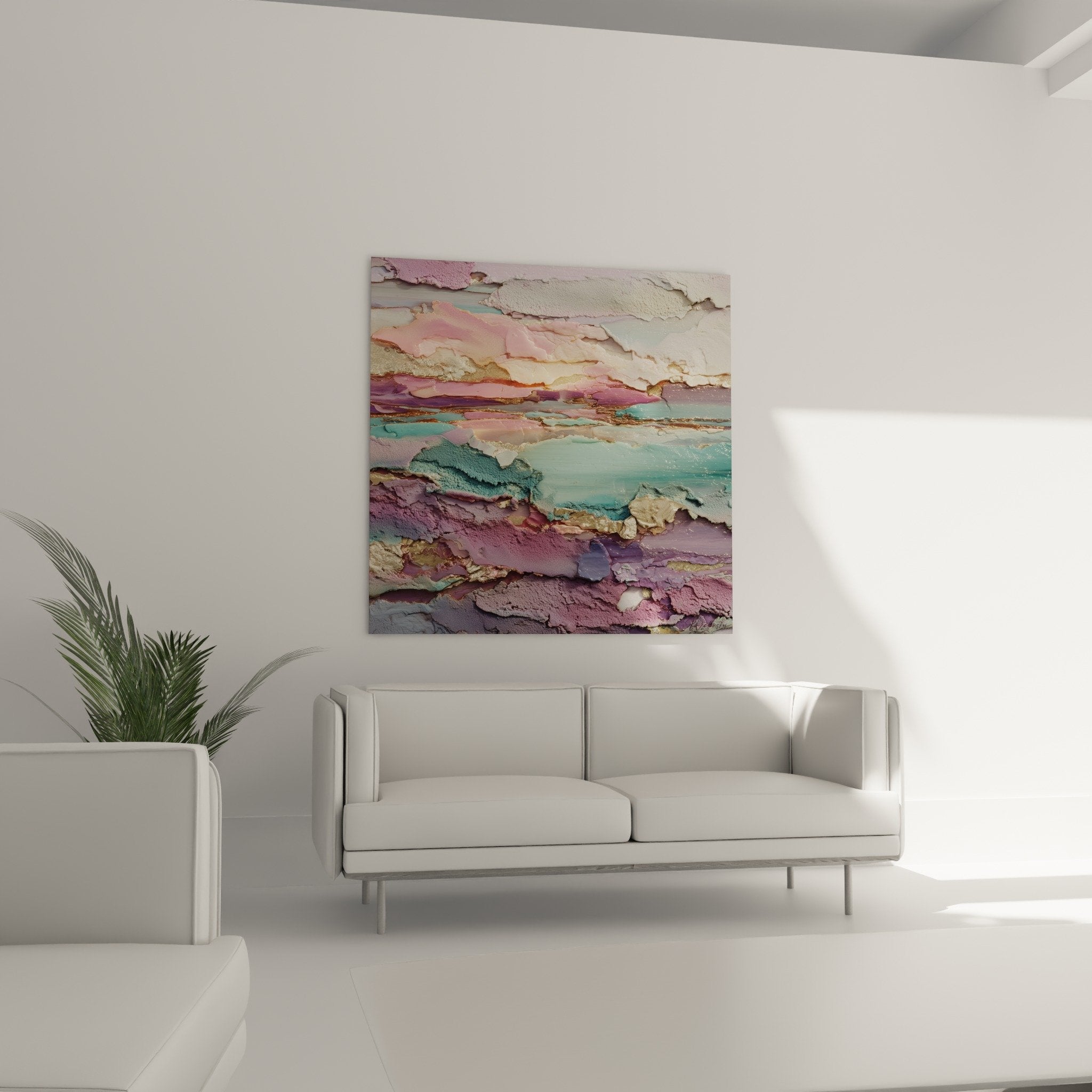 detail texture relief peinture abstraite couleurs pastel dorures feng shui sud est bois matiere epaisse