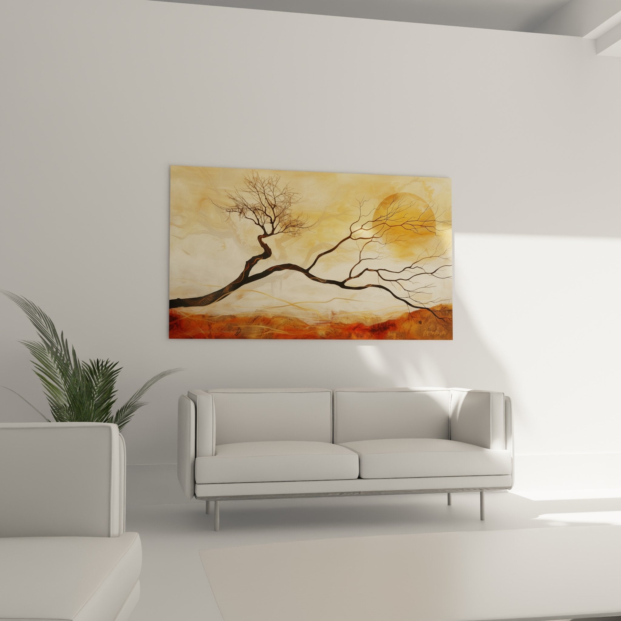 textured paint detail african tree bare branches material effects ochre golden tones