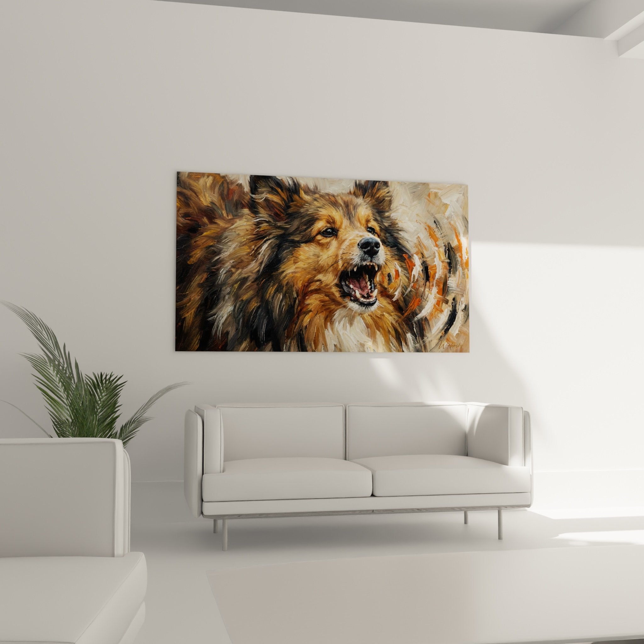 detail pinceau texture berger des shetland peinture matiere relief