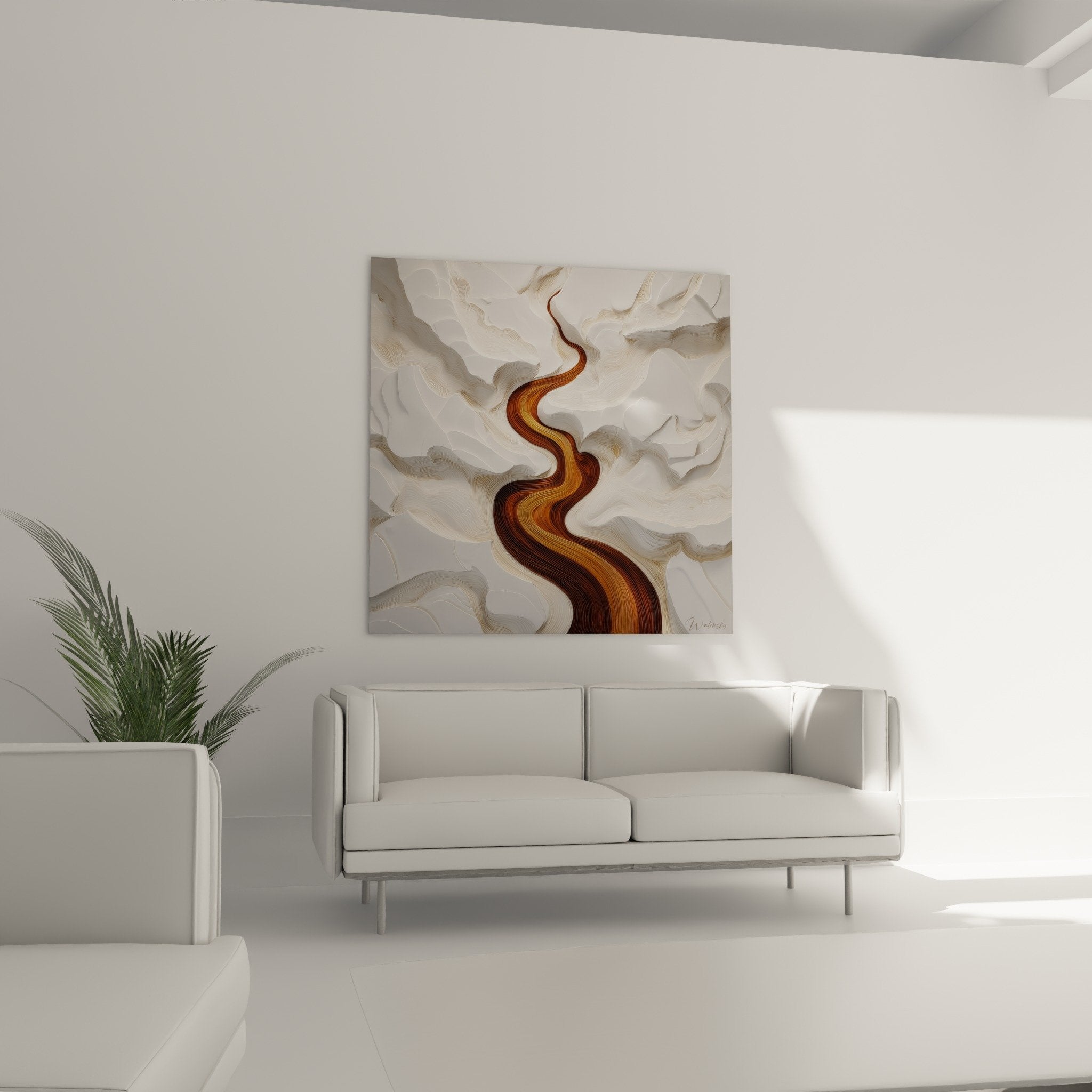 Detailtextur flüssige Bronze Kupfer Wolken Perlmutt Feng-Shui Gemälde Erdmitte