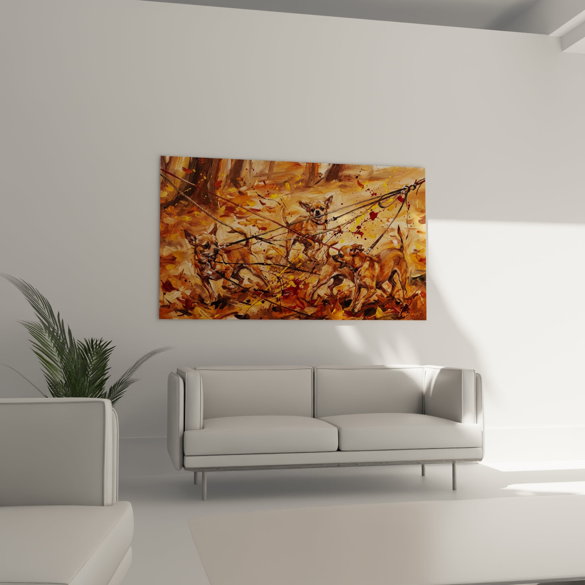 Detail texture tableau chihuahua peinture eclaboussures lignes noires mouvement artistique moderne