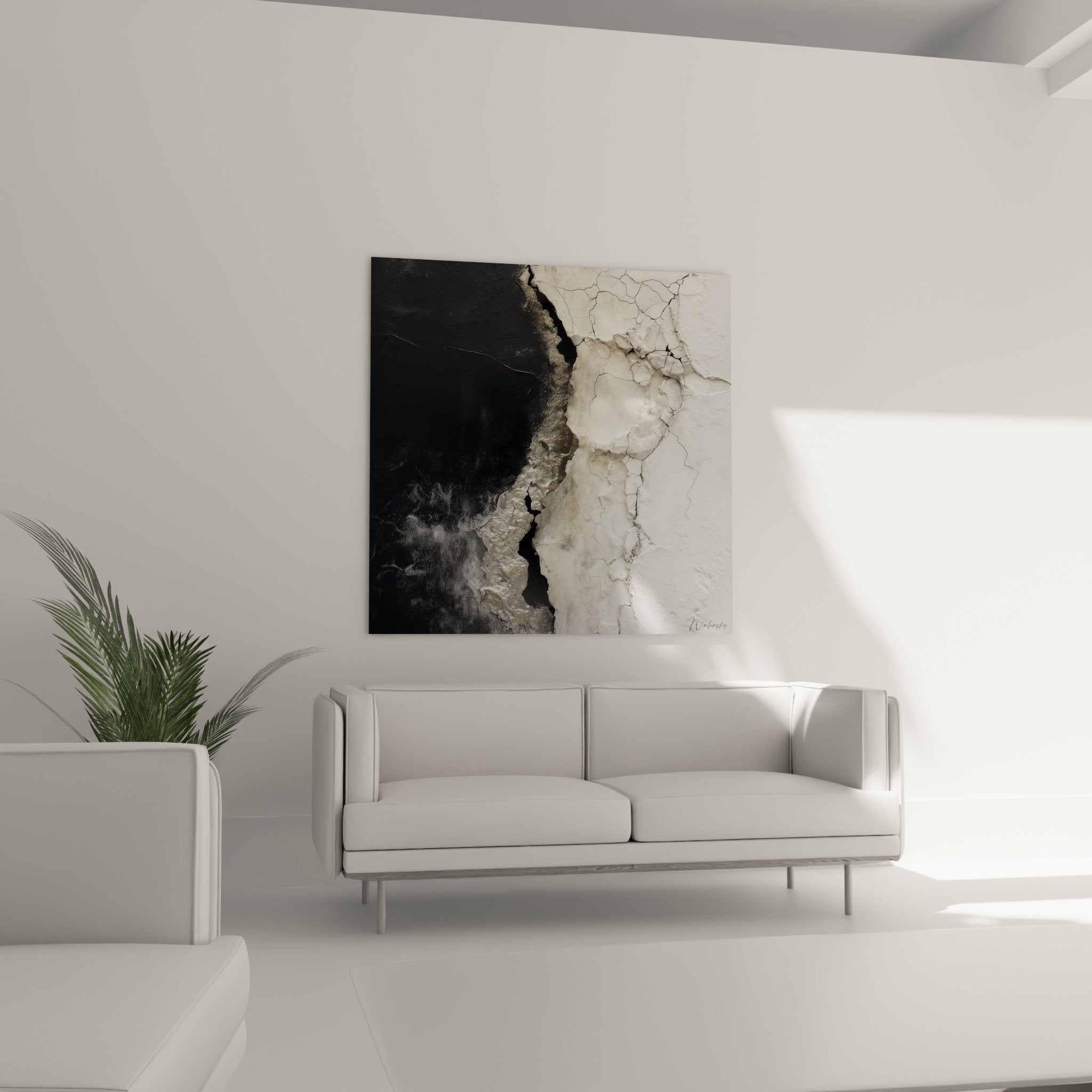 Crackled texture detail abstract painting gray white black with visible relief contemporary urban style