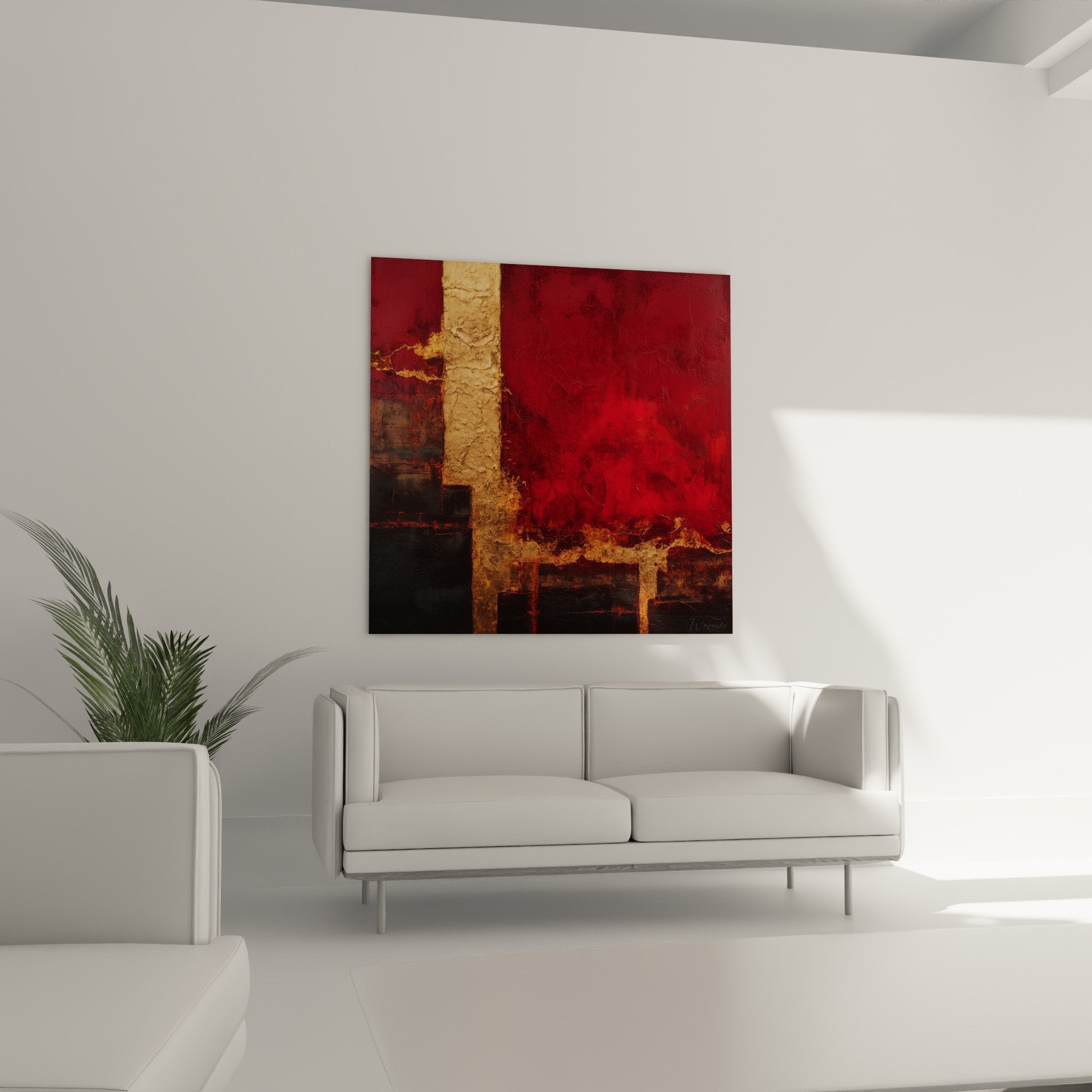 cracked golden texture detail abstract painting red burgundy feng shui south fire