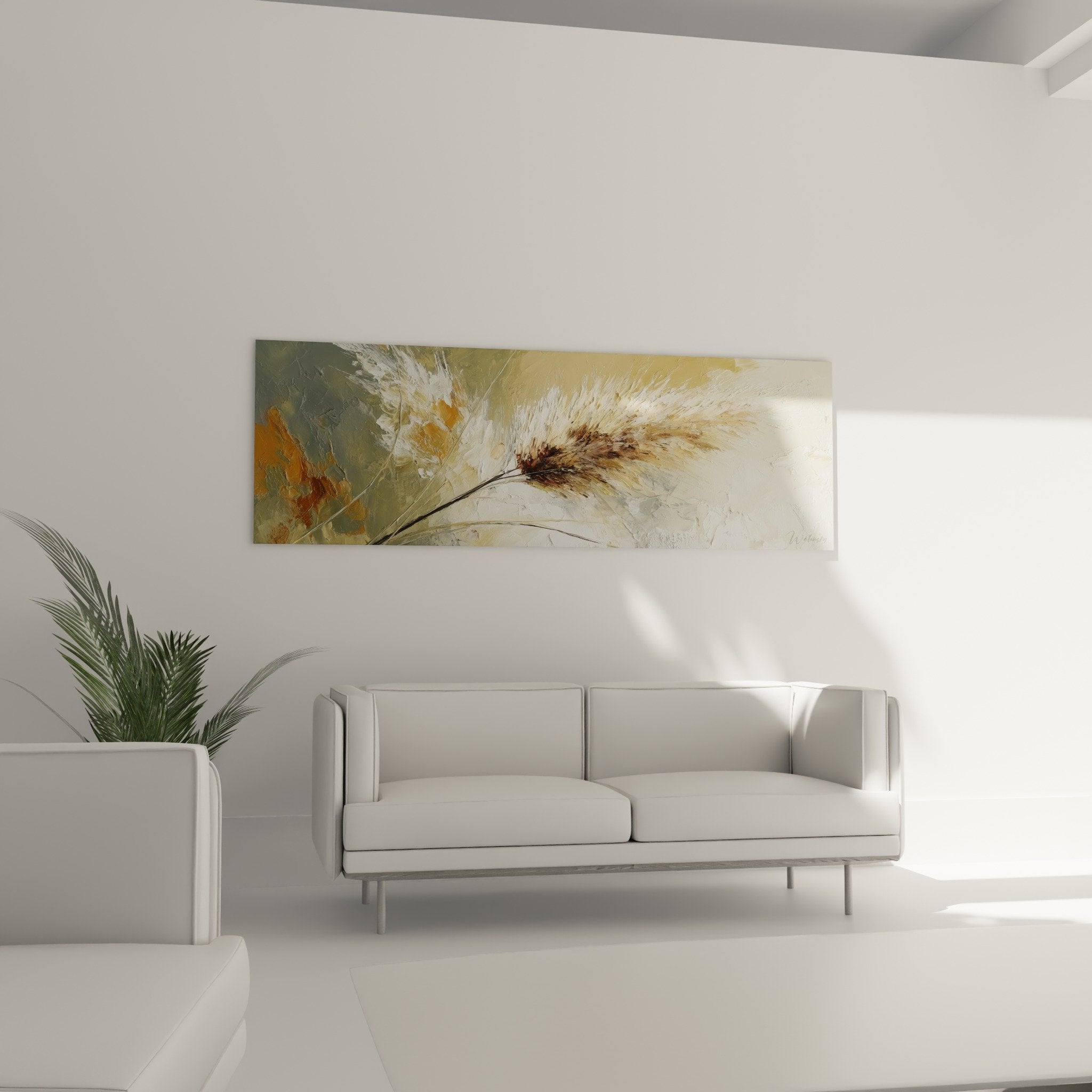 Détail texture relief peinture épi blé tons dorés ocre, technique empâtement matière épaisse