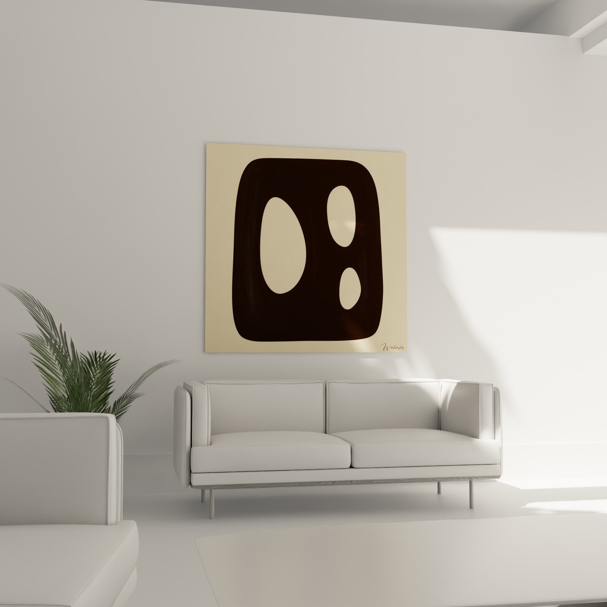 Textured abstract painting detail with brown beige oval shapes contemporary art feng shui