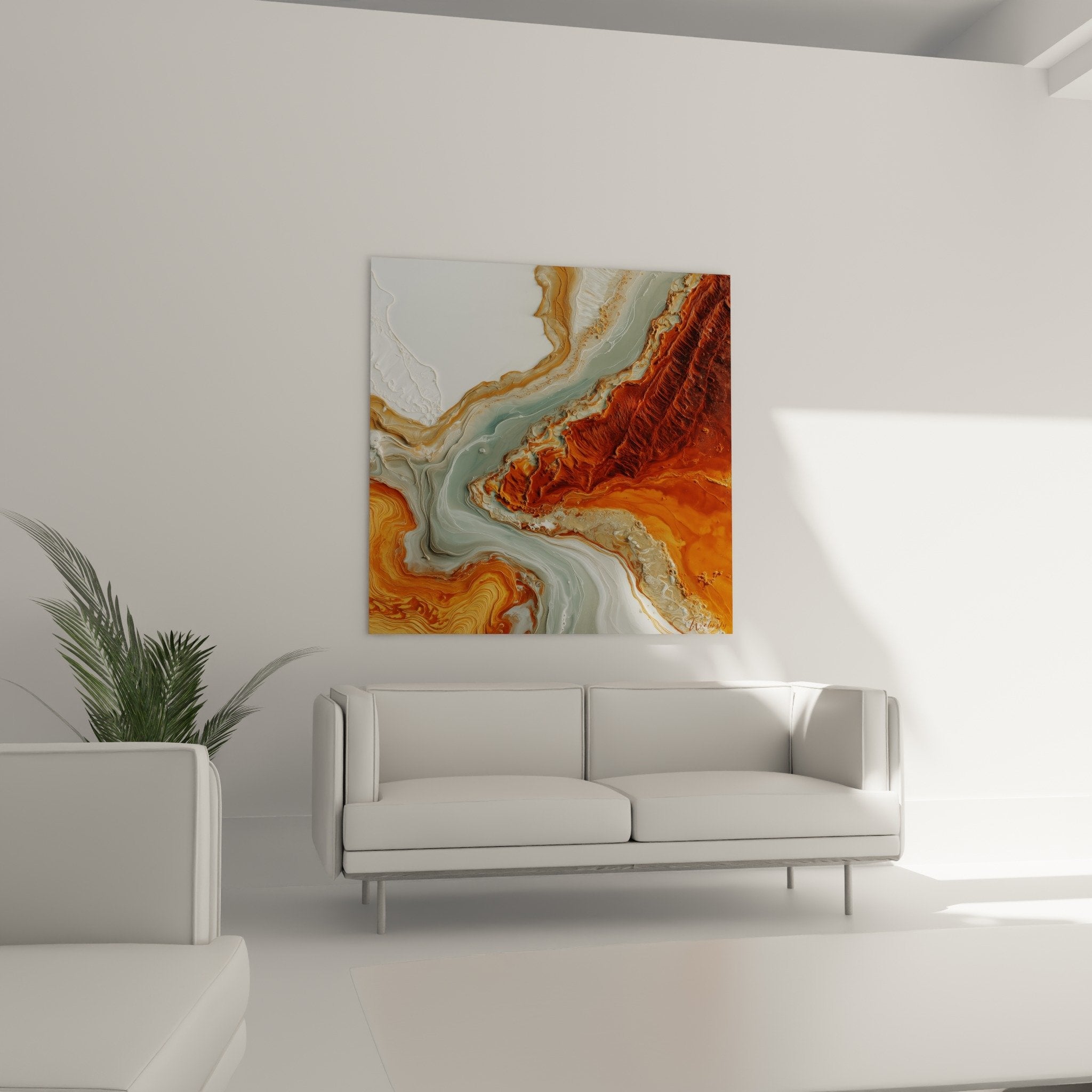 Abstract marble texture detail rust orange white pearl gray green