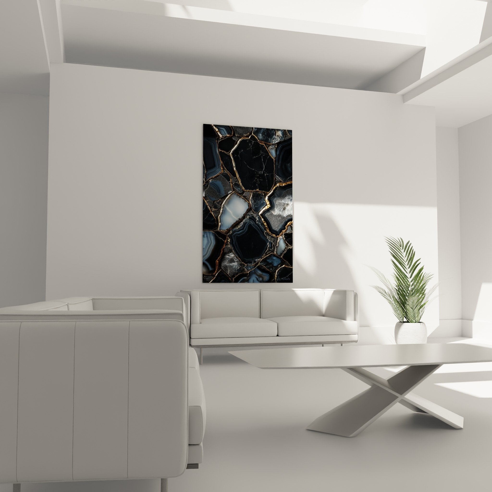 Abstract marble texture detail blue fragments golden copper veins glossy matte surface contrast