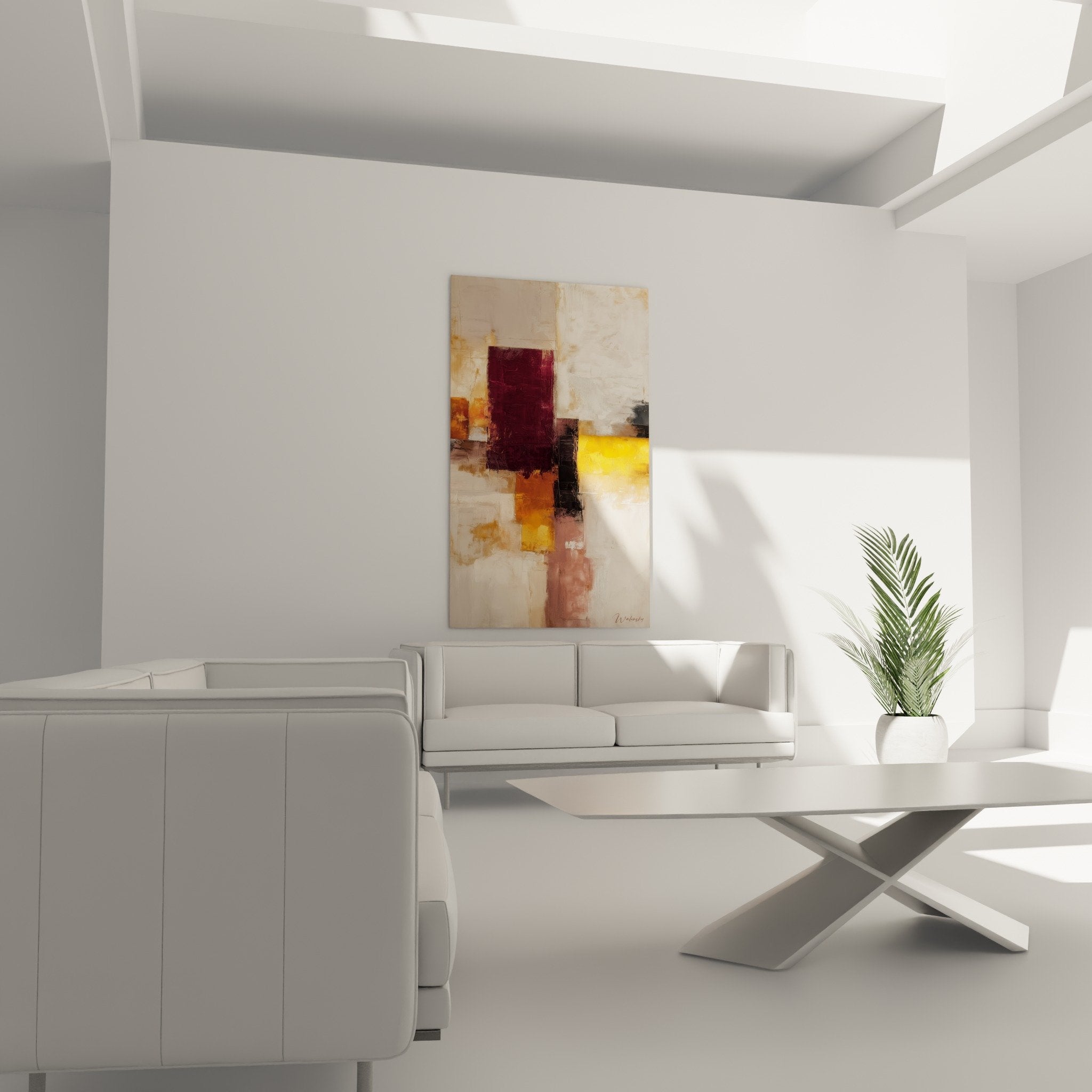 Detail matiere peinture abstraite bordeaux orange texture empatements feng shui sud feu closeup